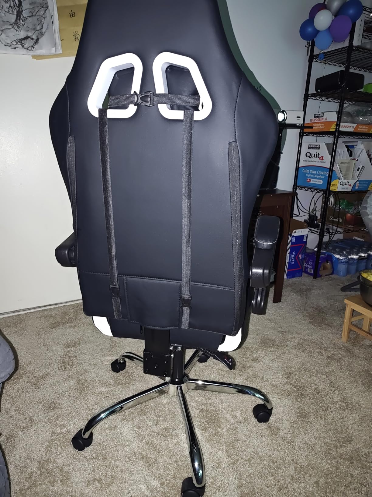 Dowinx Ergonomic Gaming Chair with Footrest, Heavy Duty 330lbs Office Chair, Massage Lumbar Support, Adjustable Height & Headrest Pillow, Comfortable for Back Pain Relief Streaming Long Gaming White customer photo 2