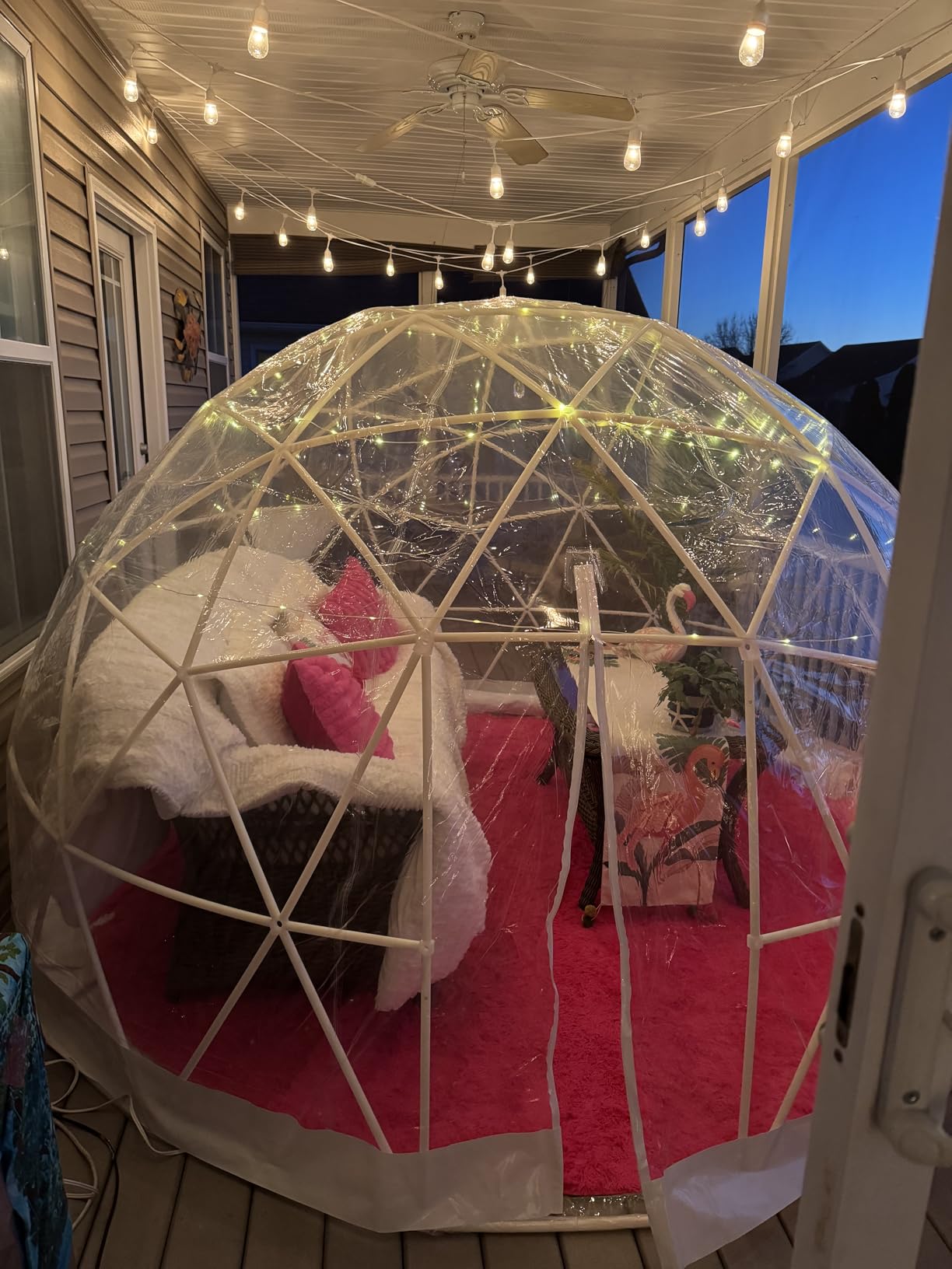 Garden Dome Tent, 9.6/12/15 ft Outdoor Clear Bubble Tent for 2-8 Person, All-Weather Geodesic Dome Greenhouse with Window & Door, PVC Transparent Tent for Patio, Camping, Party customer photo 1