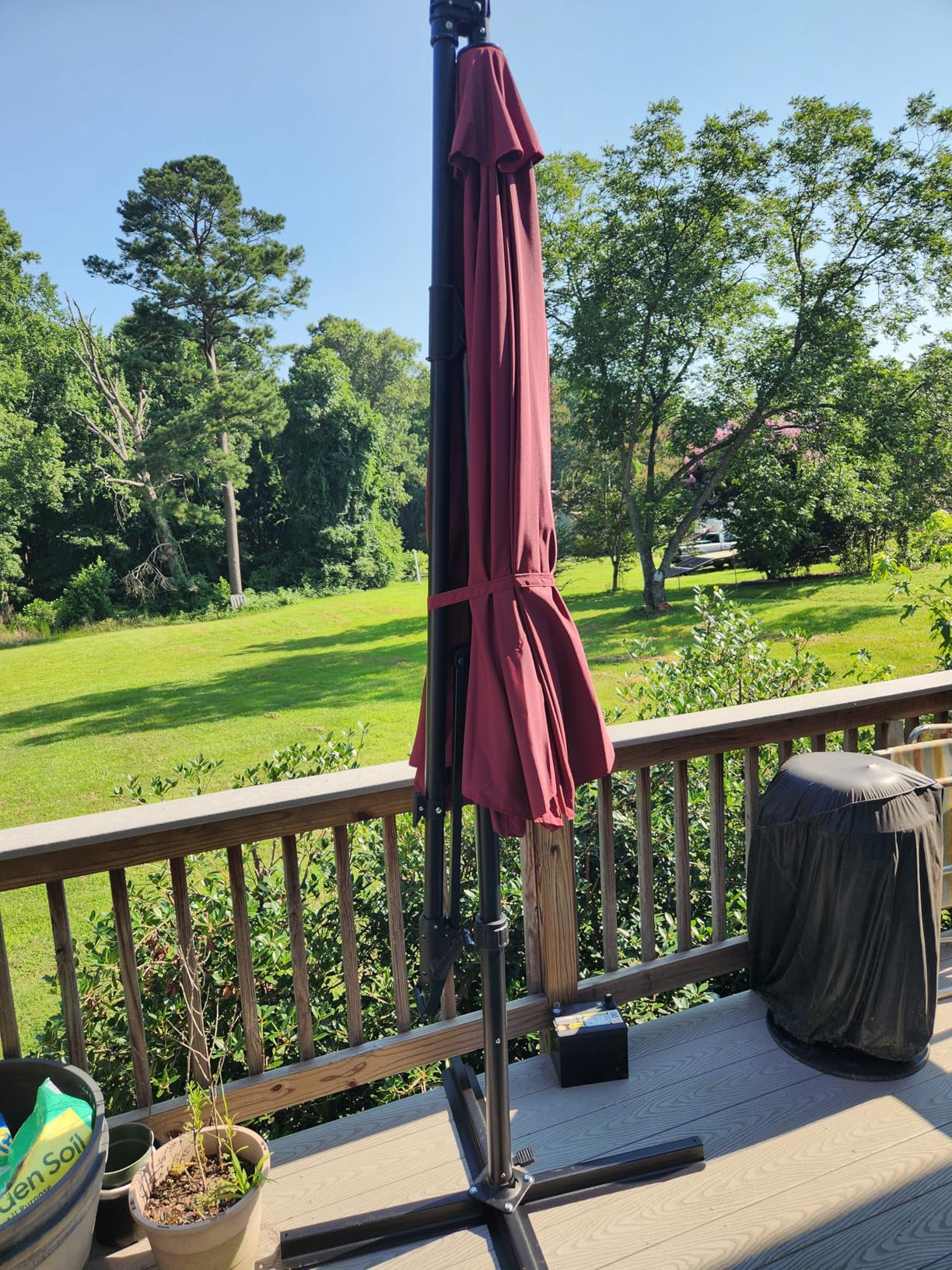 ABCCANOPY 10FT Cantilever Umbrella Offset Hanging Patio Umbrella with Base Stand Rotate and Tilt, Suitable for Garden, Lawn, Backyard (Khaki) customer photo 2