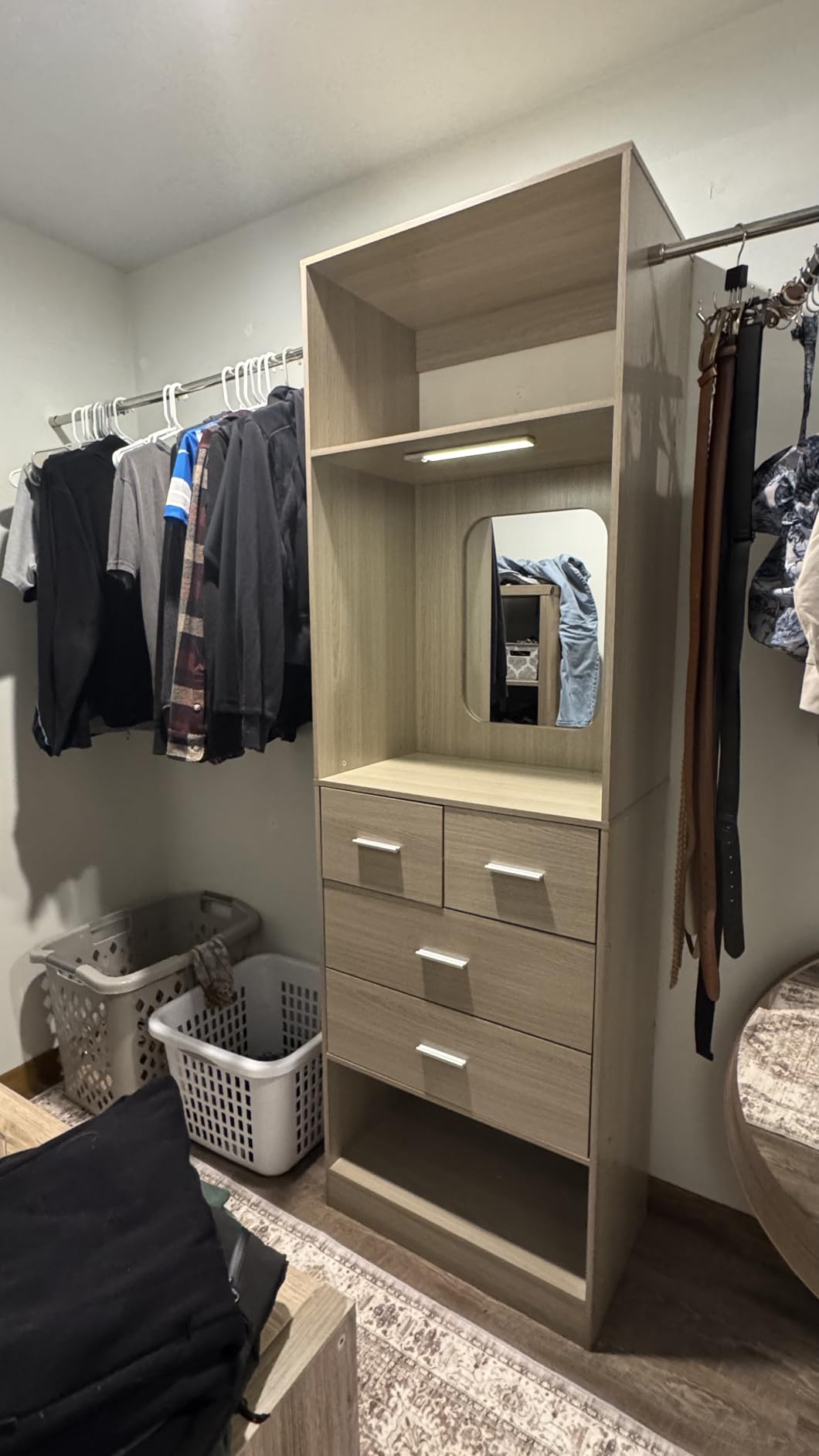 Unikito Closet Systems, 6-14FT Walk in Closet Organizer with 8 Drawers and Mirror, 168 Large Wood Closets Insert with Tower, Sturdy Wardrobe Closets Garment Rack with Extendable Hanging Rods, White customer photo 2