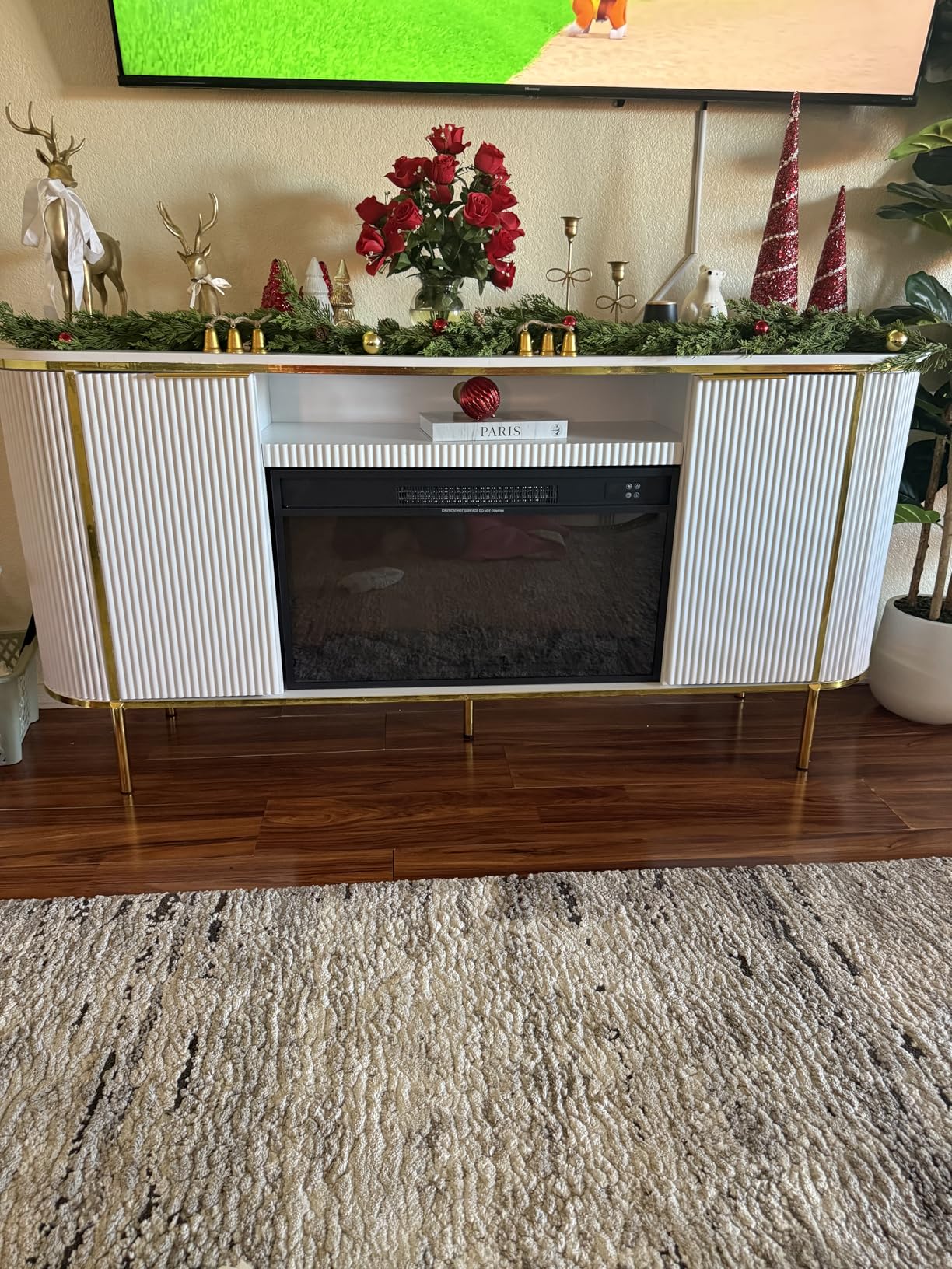 Luxury Fluted Fireplace TV Stand: 70
