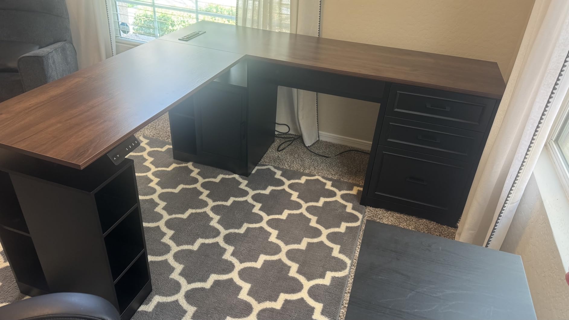 SEDETA Farmhouse L Shaped Electric Standing Desk, 63