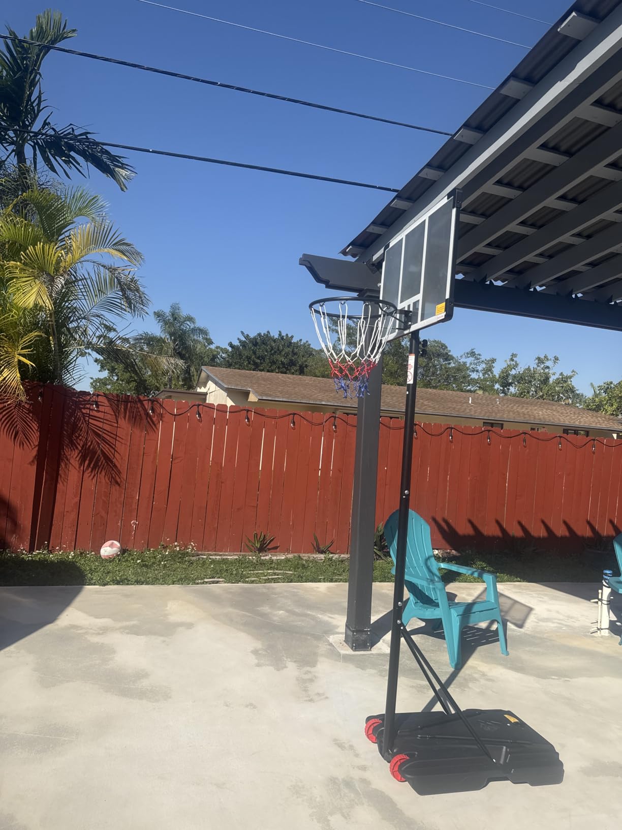 DUMOS 10FT Adjustable Height Portable Basketball Hoop Outdoor for Adult, 44 Inch Shatterproof Backboard w/Shock Absorbent Rim, Fillable Base, 2 Wheels for Swimming Pool/Indoor customer photo 1