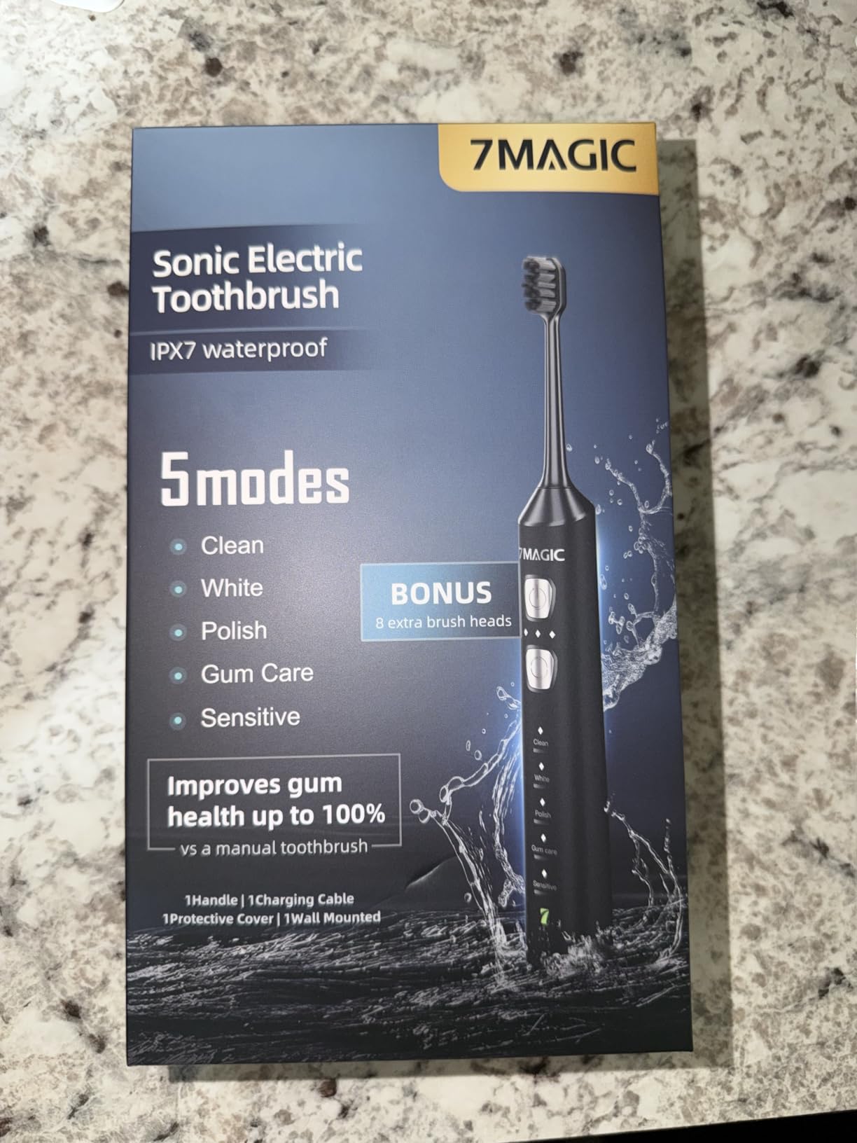 7MAGIC Sonic Electric Toothbrush for Adults and Kids - Up to 180 Days Runtime, 42000 VPM Powered Toothbrush, 5 Modes & 3 Intensities for Sensitive Teeth & Braces, Includes 8 Brush Heads, Black customer photo 2