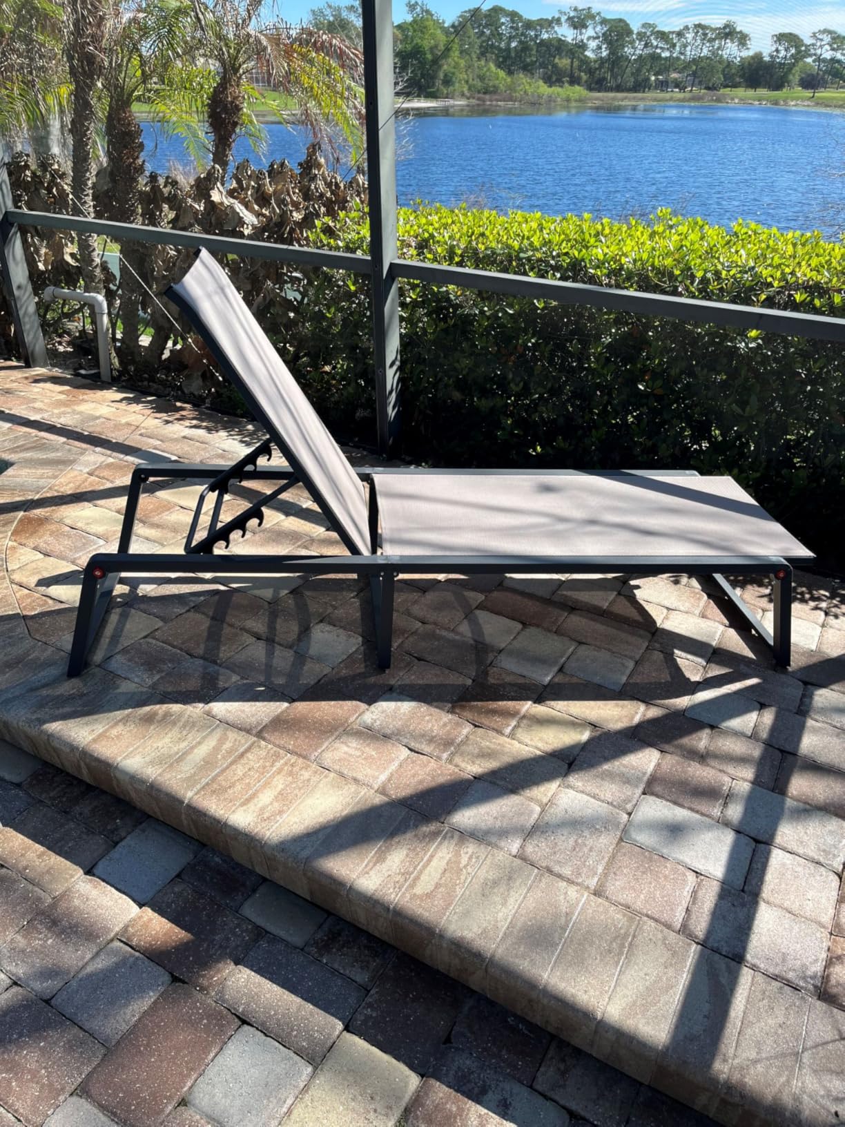 Aluminum Chaise Lounge Chair Outdoor, Foldable & No Assembly Patio Pool Lounge Chairs 5-Position Recliner for Outside Poolside, Fully Grounded Legs Sun Lounger for Beach, Yard, Khaki customer photo 2