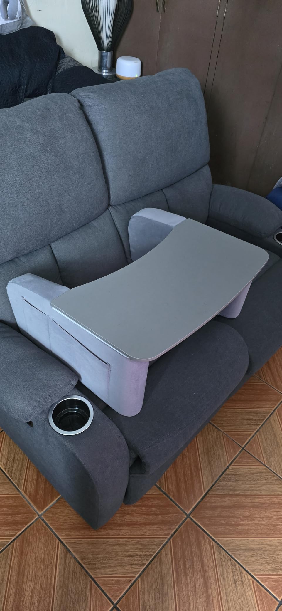 Reading Pillow for Gaming with Ergonomic Arm Rests, Wooden Lap Desk for Laptop, Support Pillow with Side Pockets for Reading, Writing, Working, Gaming on Bed, Couch or Floor customer photo 2