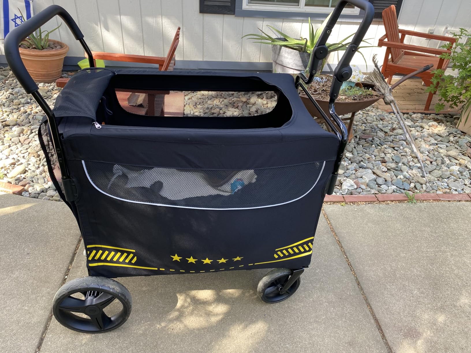 All Terrain Pet Stroller for Medium & Large Dogs with Ramp, Foldable Dog Stroller with Brakes, 3 Entrances, Dual Adjustable Handles with Reversible Push, 160lbs Weight Capacity customer photo 2