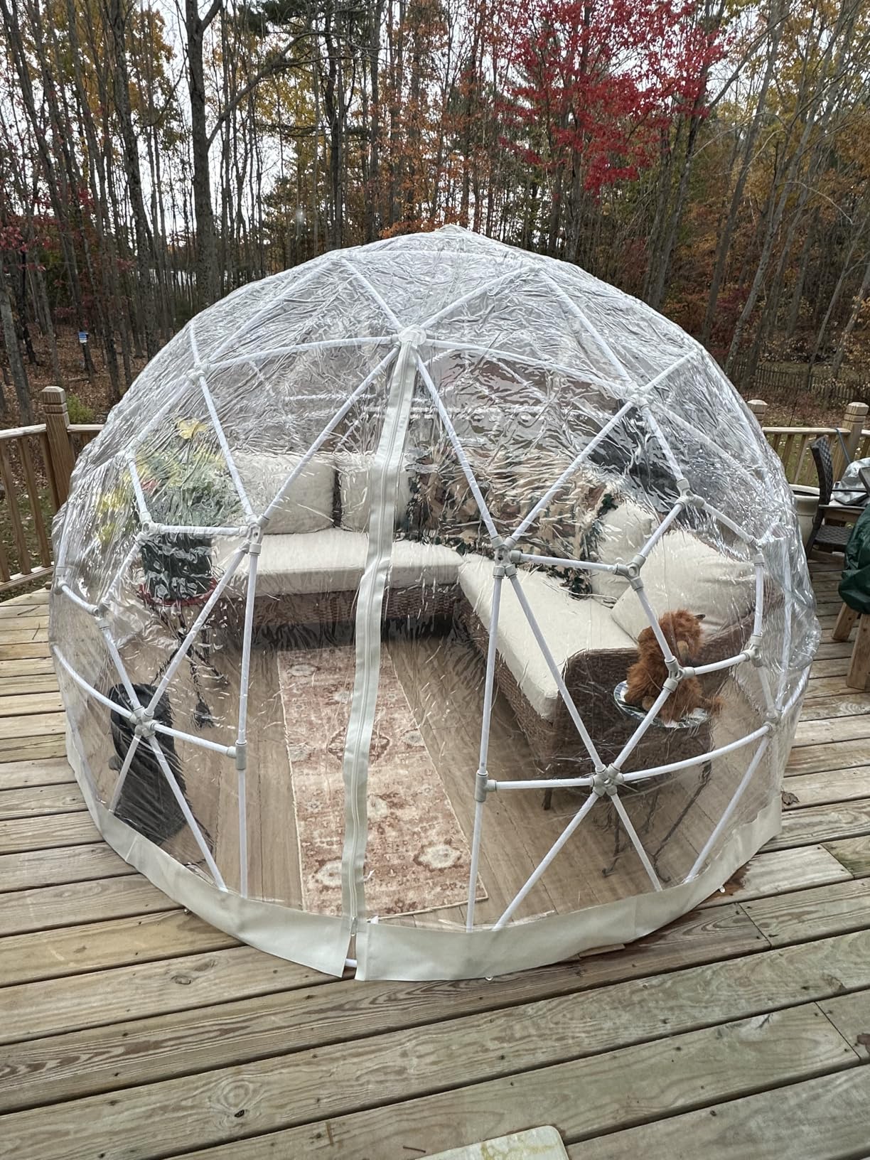 VEVOR Garden Dome Tent, 9.5 x 5.7 ft Outdoor Clear Bubble Tent for 2-4 Person, Weatherproof Geodesic Dome Greenhouse with Window, PVC Transparent Tents for Backyard Patios Camping Party Wedding customer photo 2