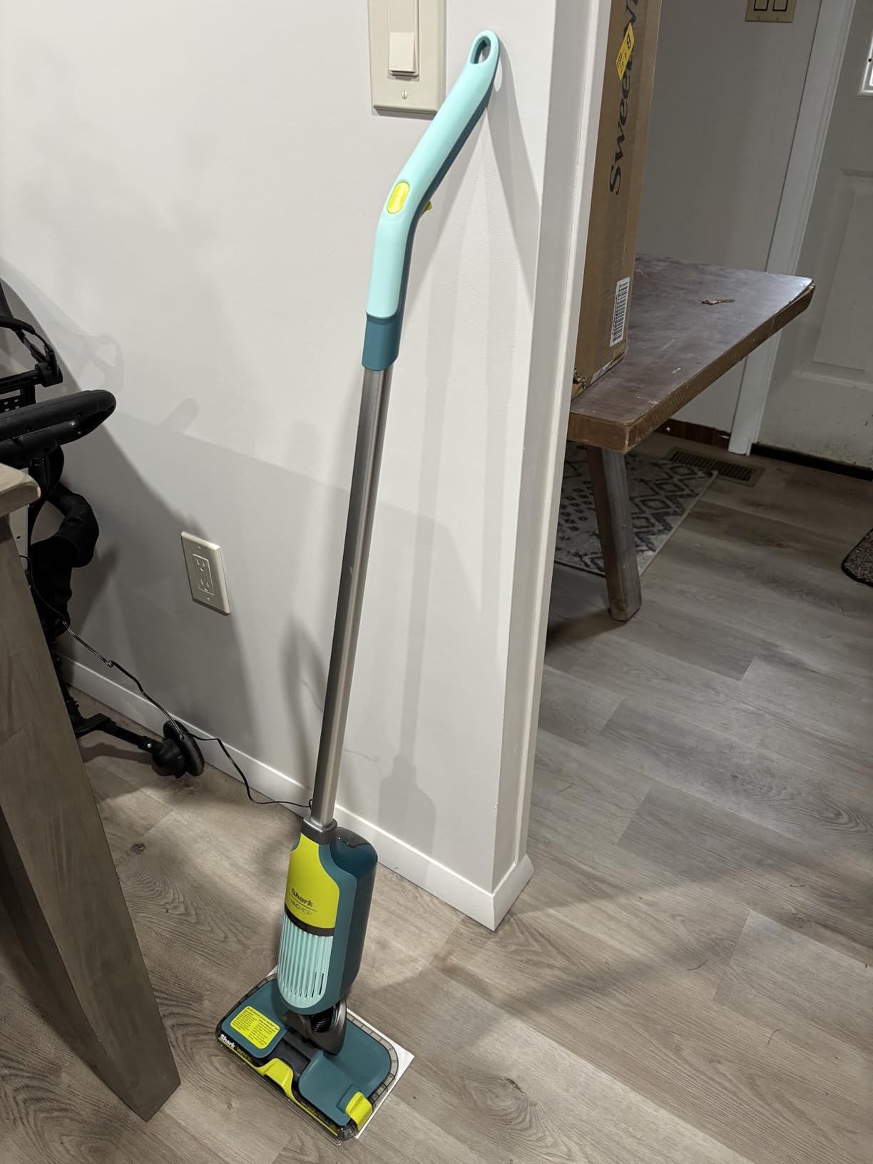 Shark VACMOP Reveal NEW Cordless Hard Floor Cleaner, Vacuum & Spray Mop, Powerful Suction, Lightweight, Illumination Light, Includes 4 Disposable Pads, 12oz Pet Multi-Surface Cleaning Solution, VM401 customer photo 1