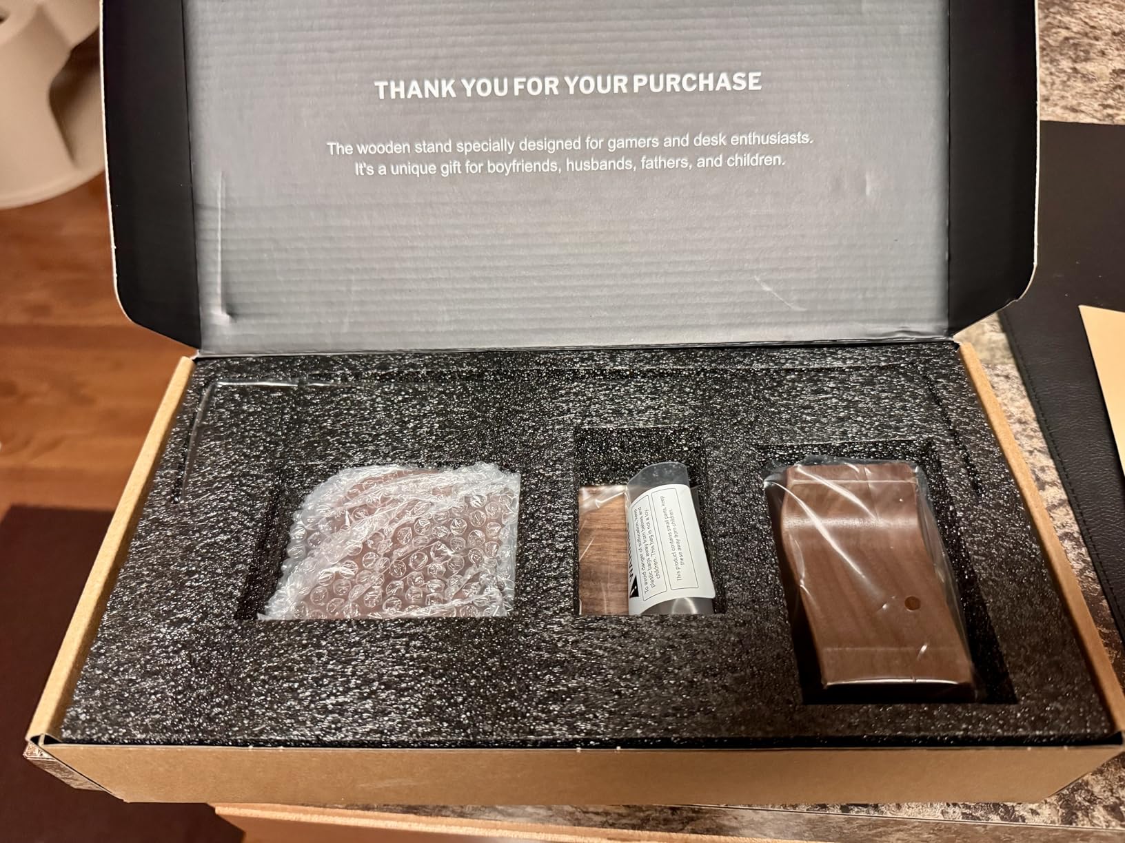 UPERGO Headset Stand with Gaming Controller Holder, Walnut Wood Headphone Stand with Storage Base customer photo 2