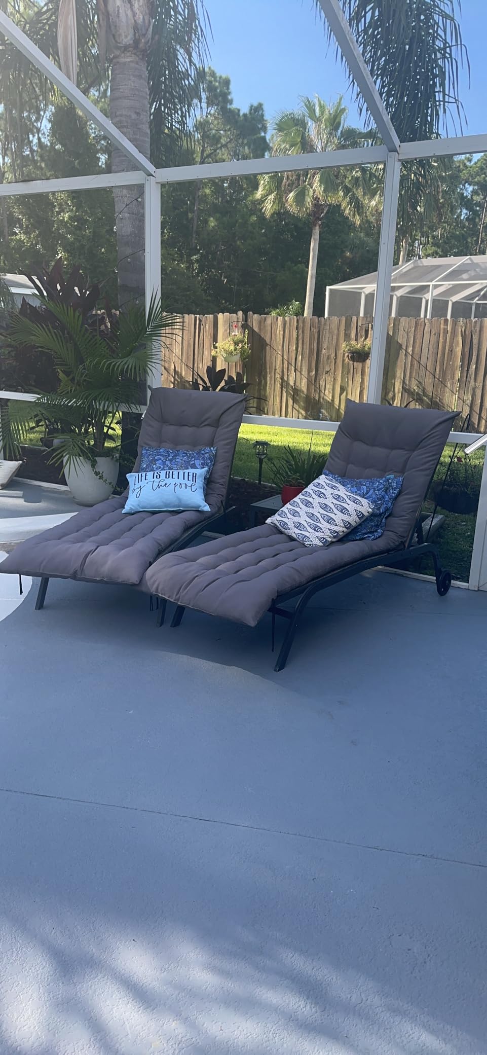 UDPATIO Outdoor Chaise Chairs & Table 3 Pieces Pool Lounge Chair, Adjustable Poolside Sunloungers Lay Flat Sunbathing Chaise with Backrest for Patio, Beach, Yard, Pool customer photo 1