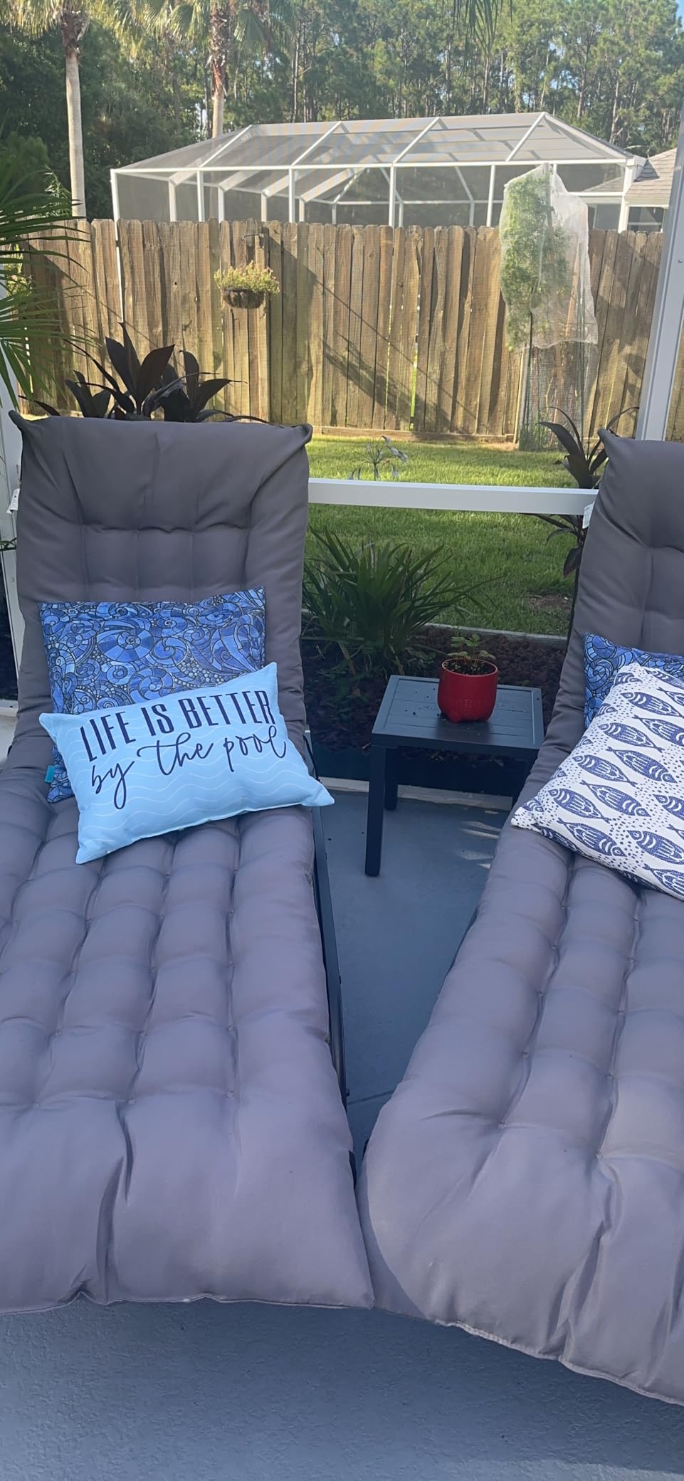 UDPATIO Outdoor Chaise Chairs & Table 3 Pieces Pool Lounge Chair, Adjustable Poolside Sunloungers Lay Flat Sunbathing Chaise with Backrest for Patio, Beach, Yard, Pool customer photo 2