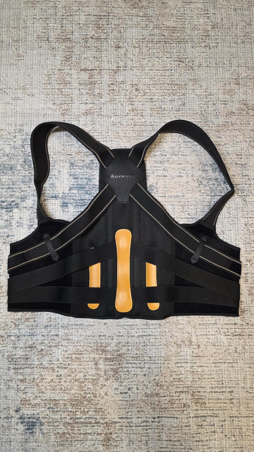 Kepwaa Posture Corrector for Women and Men, 5 Full Back Support Brace Rods, Adjustable Shoulder Straightener, Relief for Upper and Lower Back, Neck, Lumbar, Scoliosis, Hump, Black Yellow, Medium customer photo 2