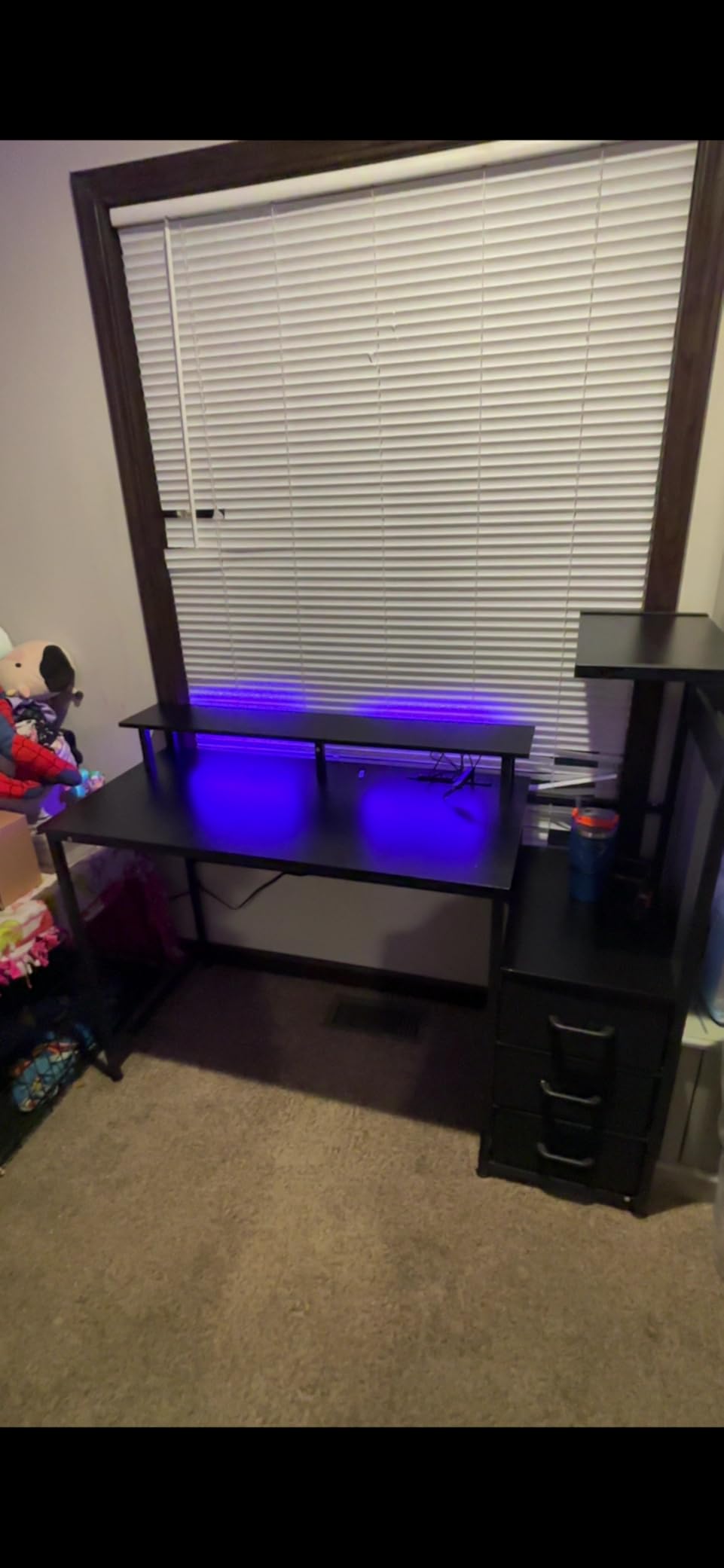 Casaottima 52 Inch Gaming Desk with USB Charging Ports & LED Light - Reversible Computer Desk with 3 Fabric Drawers, Monitor Stand, CPU Stand, and Side Hook, Modern Office Desk, Black customer photo 1