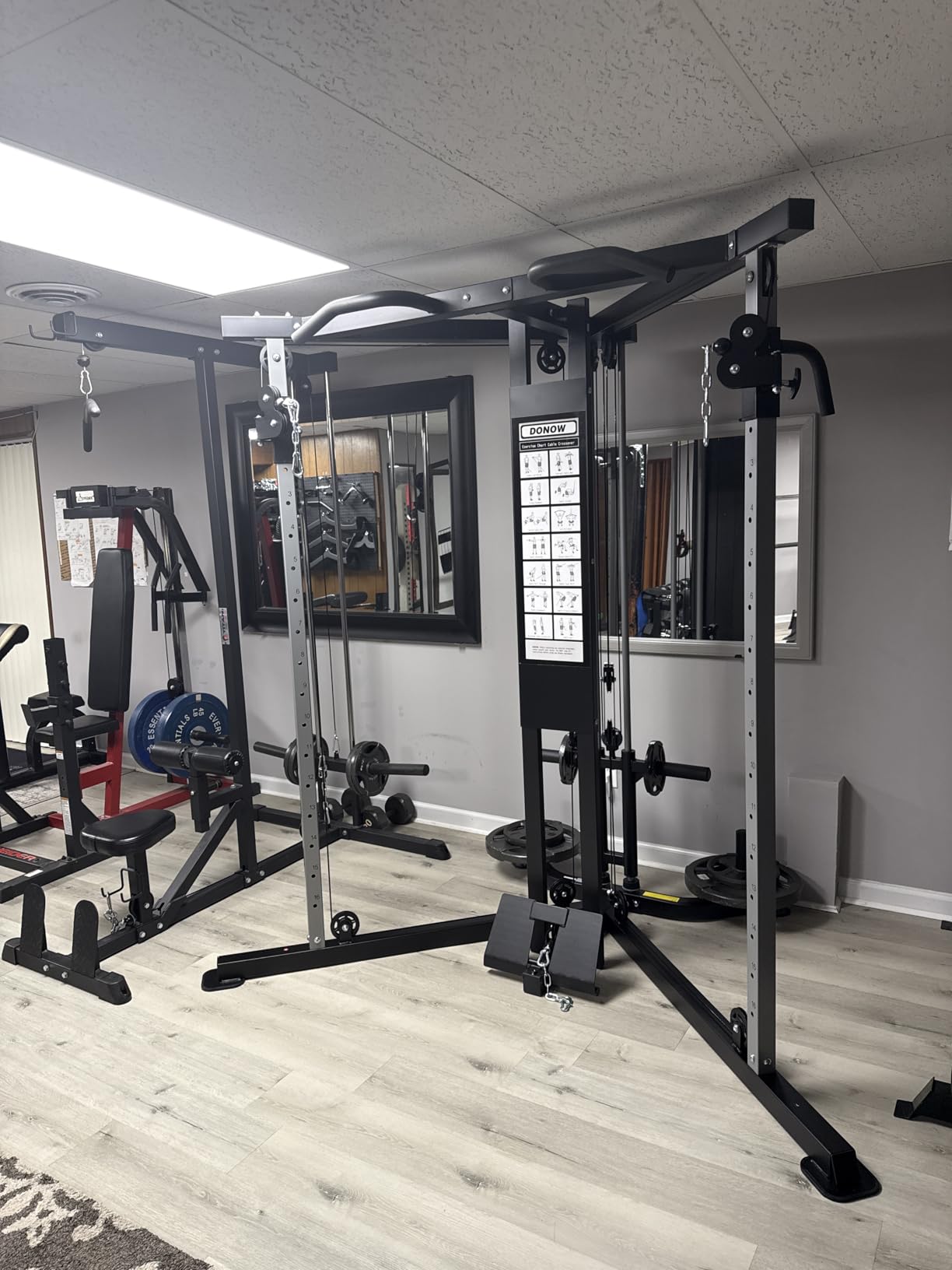 DONOW Cable Crossover Machine, Cable Fly Machine Home Gym System Workout Station with Dual Pulley System Pull-Up Bar Cable Bar and LAT Pull Down System customer photo 1