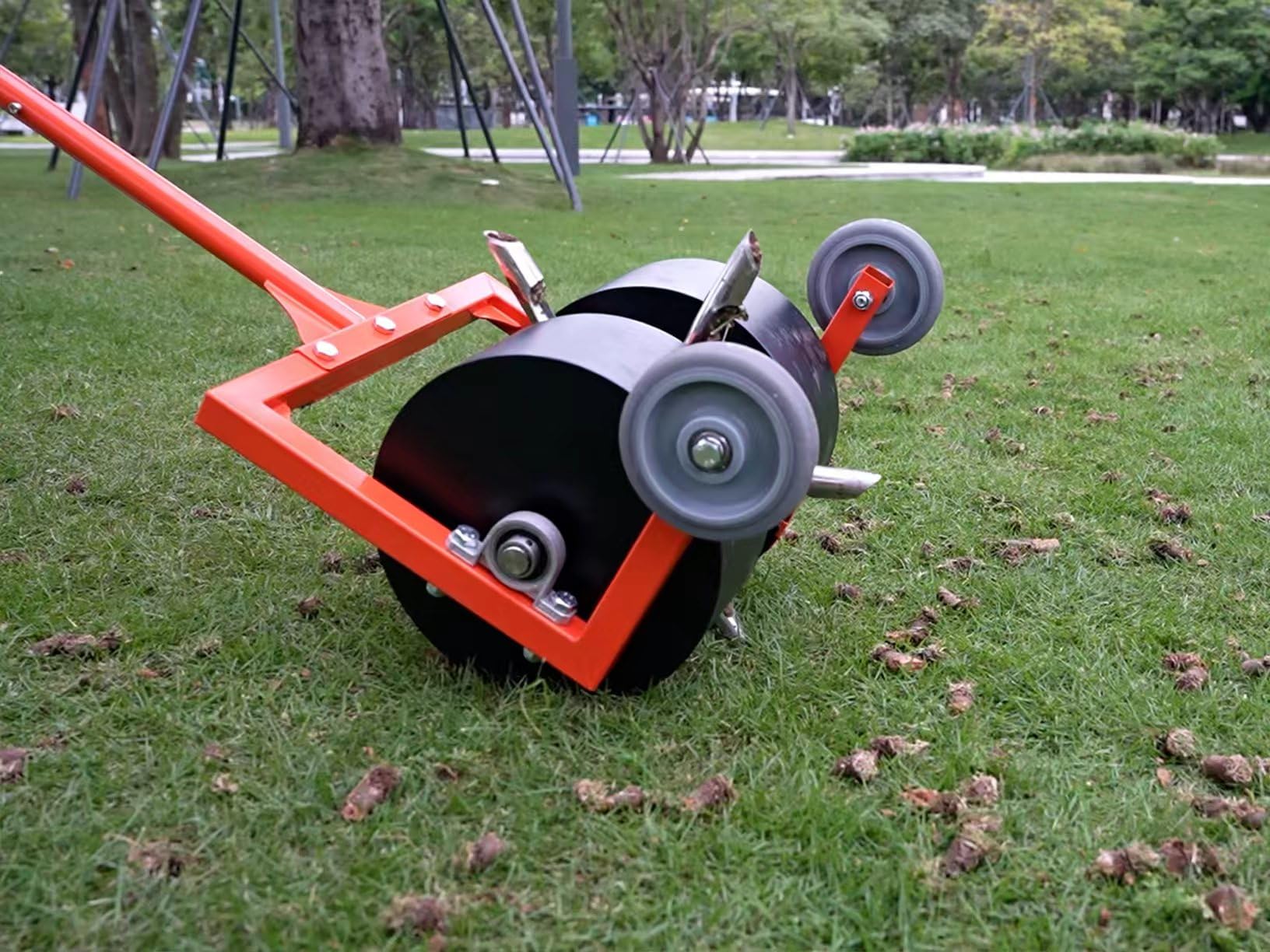 Rolling Lawn Aerator - Rolling Aerator Lawn Tool with Hollow Tines, Manual Push Lawn Aerator Roller Core Plug Aerator with Wheels, Grass Aeration Tool for Lawn Care Compacted Soil - Green customer photo 2