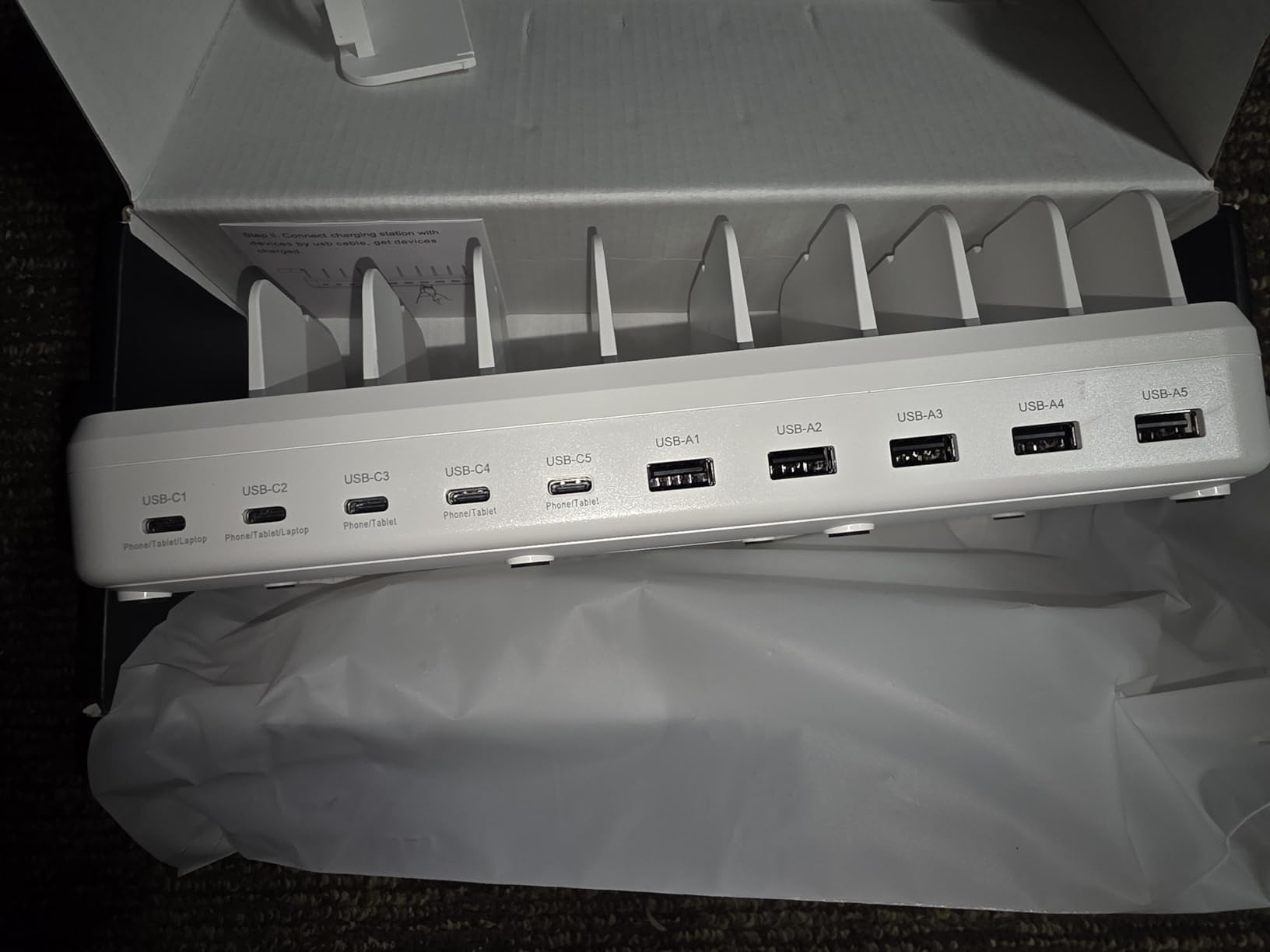 320W Charging Station for Multiple Devices, 10 Ports Fast Multi-Device Charger Organizer Compatible with MacBook Pro Laptop, iPhone, Android, Ipad, Tablet, Kindle, Family Multi-Device Charging Dock customer photo 2