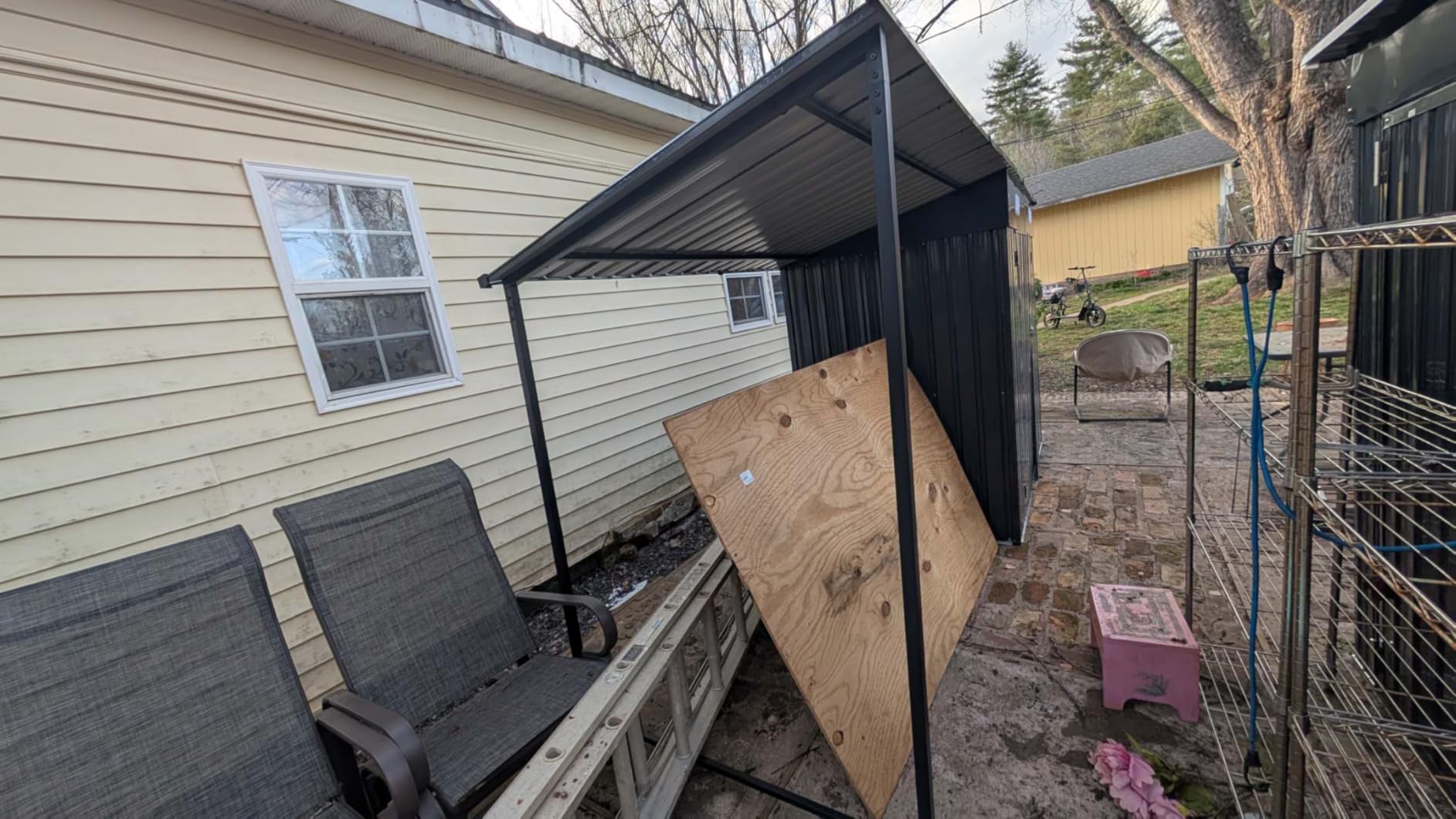 Aoxun 6x4FT Outdoor Storage Shed & Hardtop Gazebo Combo, 12x4FT Metal Lean to Shed with Open-Sided Pergola, 2-in-1 Durable Garden Tool Shed for Patio, Backyard, Deck customer photo 2