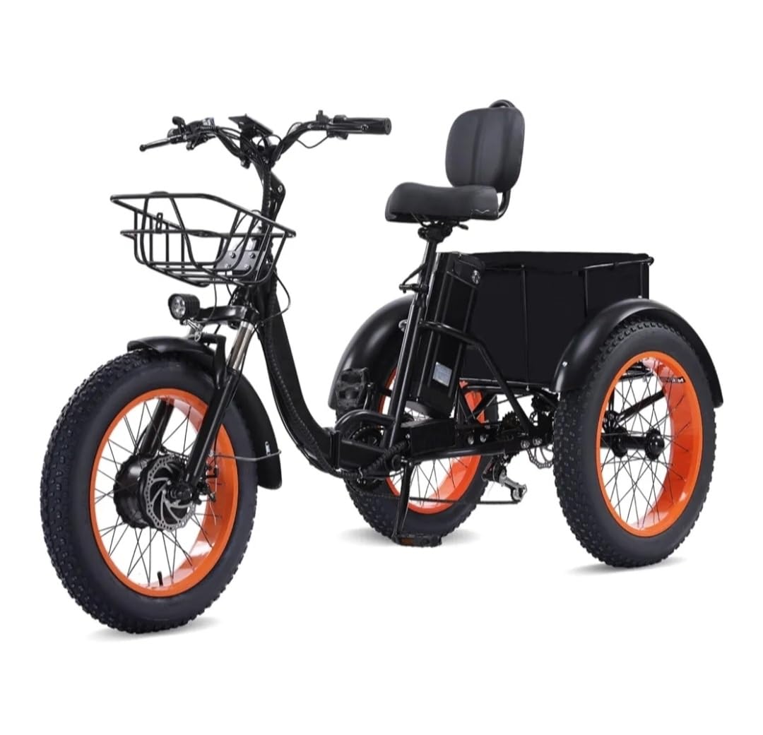 KAKIGO Electric Tricycle for Adults,Peak 1350W Motor Etrike,48V15.6Ah Ebike,20