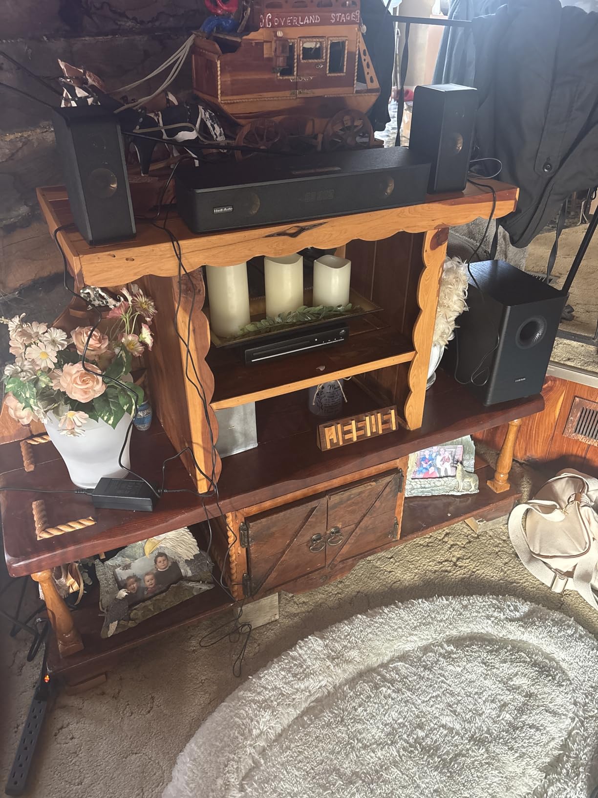 Wooden 5.1.2 Virtual Surround Sound System, 4 Surround Speakers Wired, 400W Peak Power, Sound Bars for Smart TV w/Subwoofer, 5.25'' Deep Bass, Home Theater TV System, ARC/OPT/BT/AUX, HiPulse N512 customer photo 2