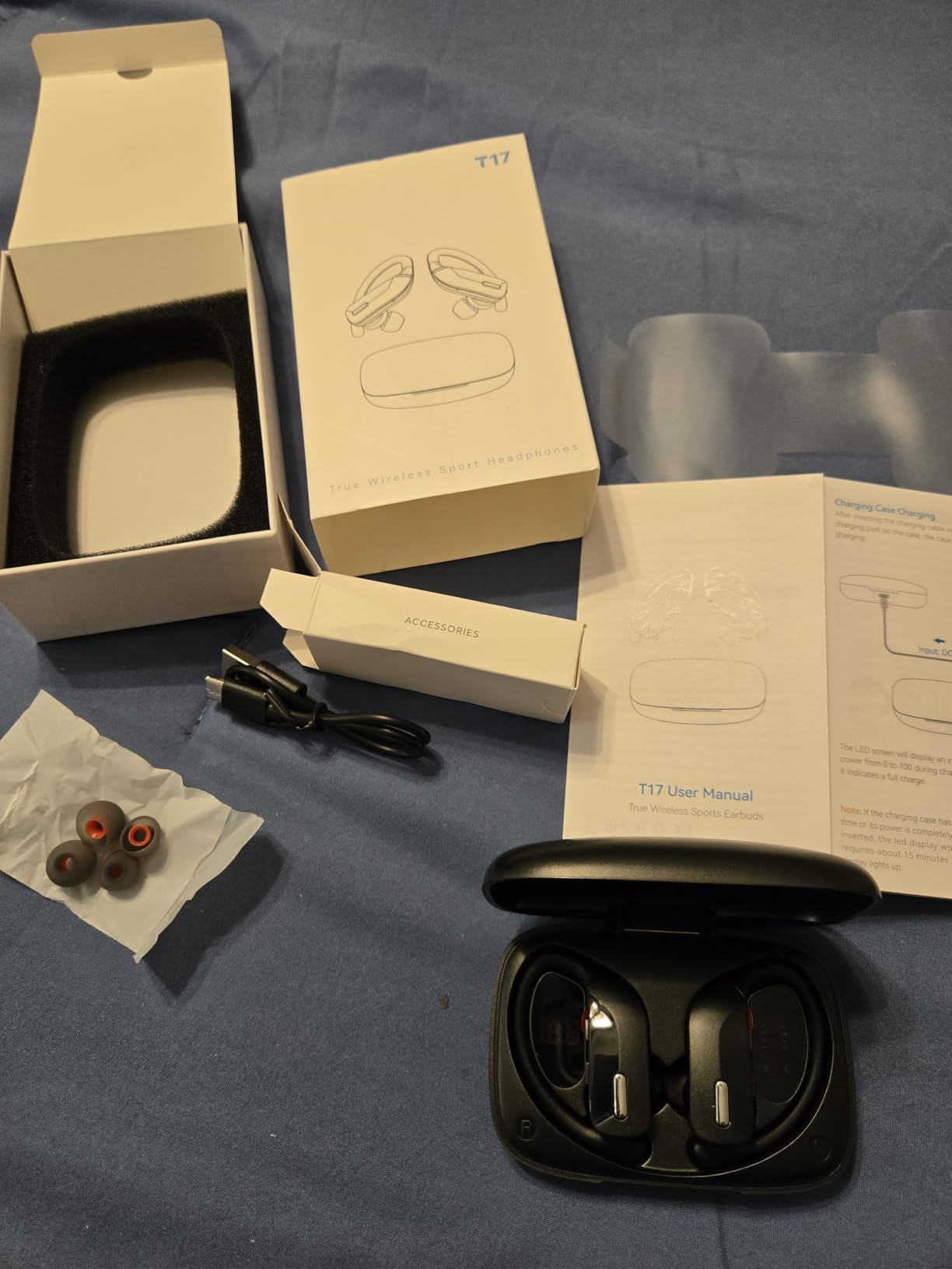 occiam Sport Wireless Earbuds Bluetooth Headphones 80hrs Playtime Deep Bass Ear Buds with Earhook Noise Cancelling Mic Waterproof Earphones for Workout Running Black customer photo 1