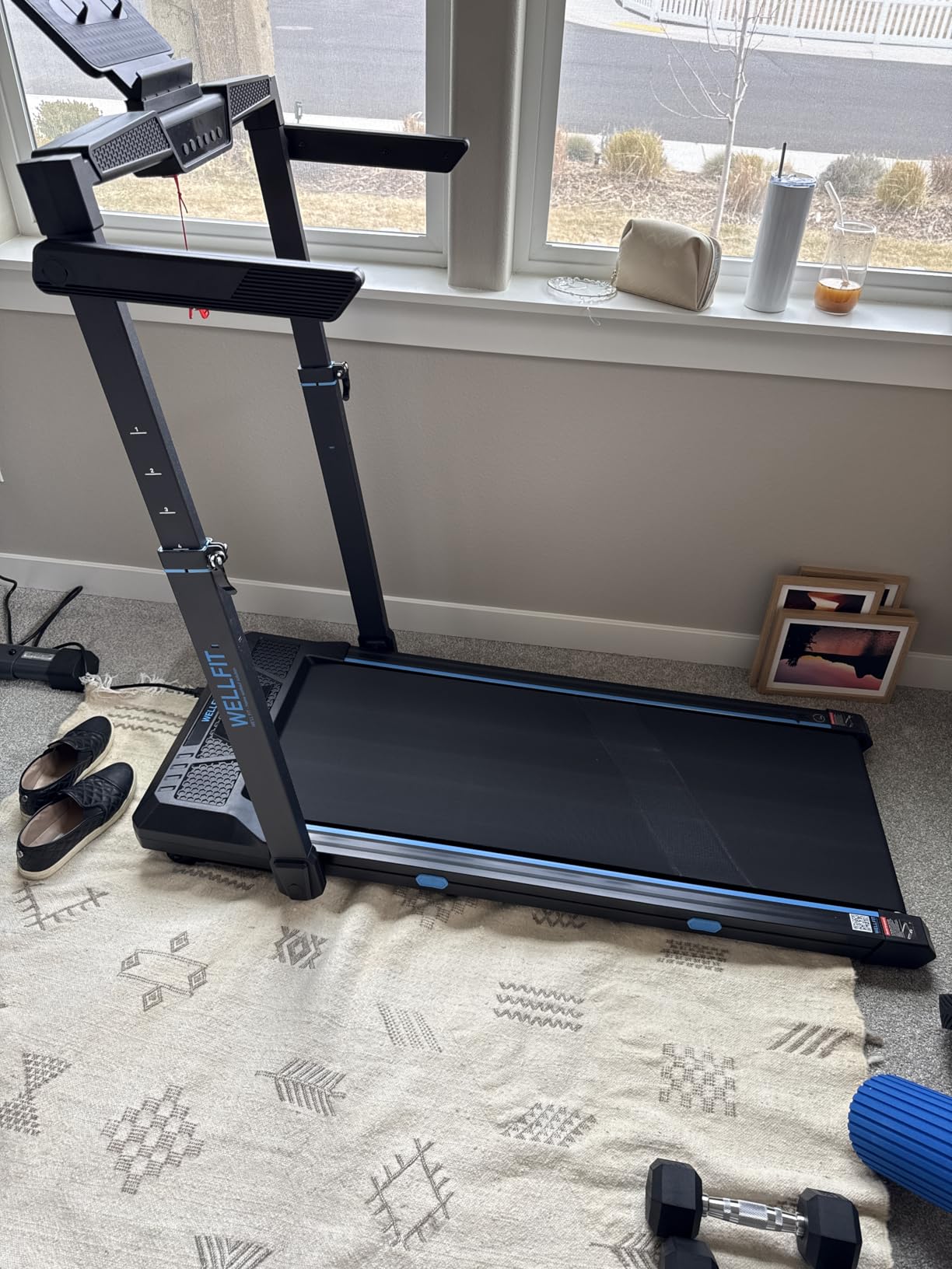 WELLFIT Treadmill with Auto Incline, 4 in 1 Foldable Treadmills for Home with Adjustable Height, 3.5HP Quiet Under Desk Treadmill, 350 LBS Capacity Portable Walking Pad with App, Space-Saving Design customer photo 2