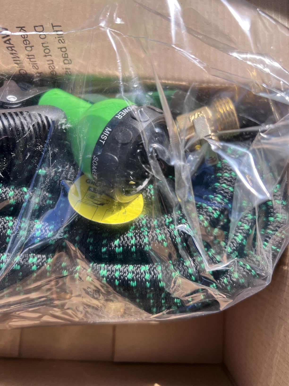 Flexi Hose with 8 Function Nozzle, 50FT - Lightweight Expandable Garden Hose, No-Kink Flexibility, 3/4 Inch Solid Brass Fittings and Double Latex Core - Green customer photo 2