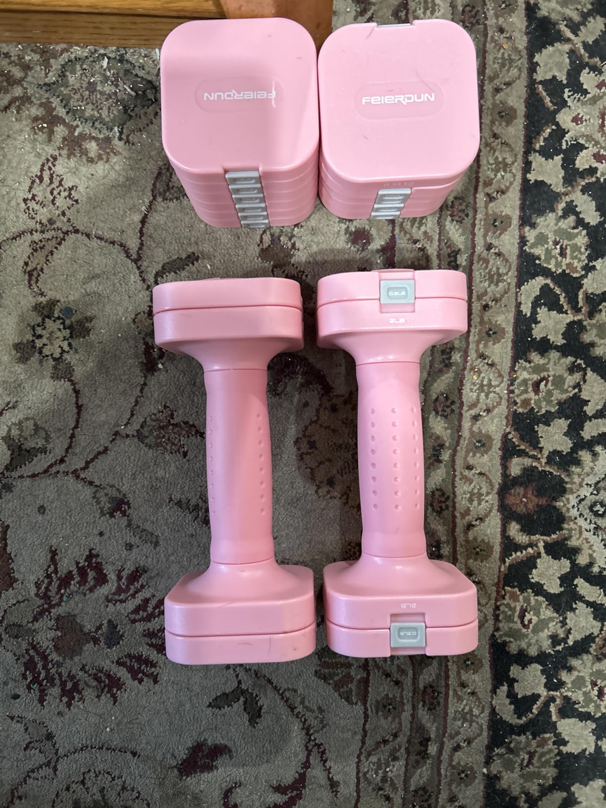 FEIERDUN 5-in-1 Adjustable Dumbbell Set of 2, 12LBS/20LBS Hand Weights for Women, Men, 1s-Adjust Dual-Stable Dumbbell Set for Women Home Gym & Outdoor customer photo 1