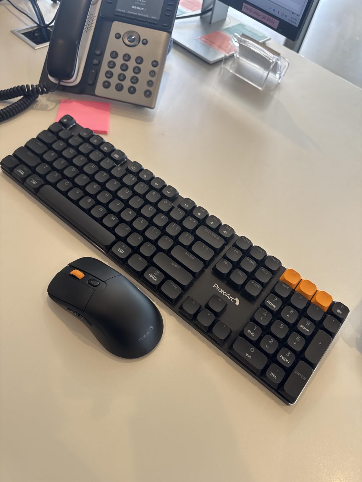 ProtoArc KM310 Mechanical Keyboard and Mouse, Wireless Rechargeable Aluminum Keyboard Mouse, 2.4G+Dual Bluetooth, Low Profile Keys, Linear Red Switches, Multi-Device, for Windows/Mac - Space Gray customer photo 1