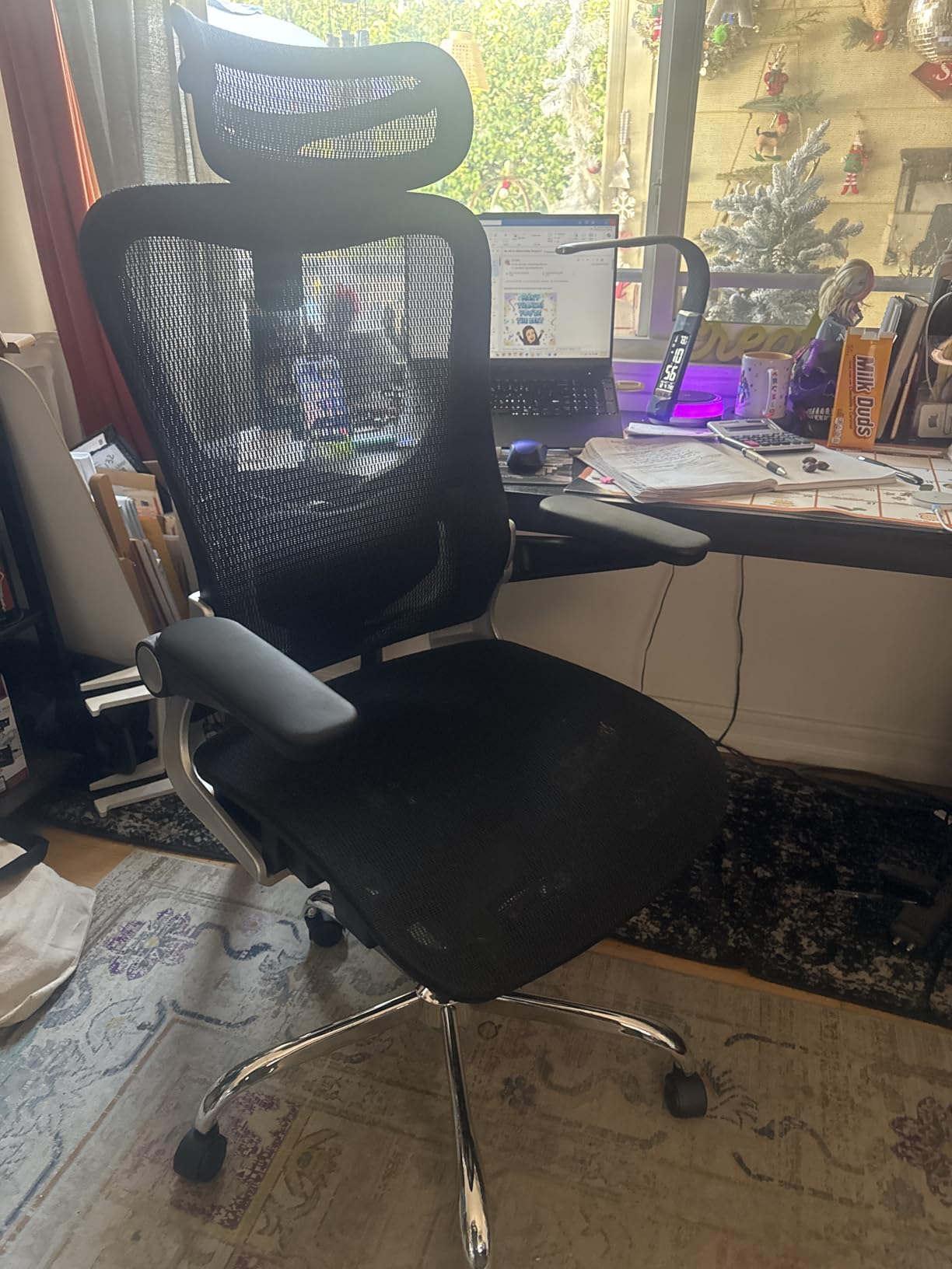 Ergonomic Office Chair, Mesh Seat Cushion with 3D Armrests and 3D Headrest, Adjustable Lumbar Support with 90-120° Rocking Function, Black customer photo 1