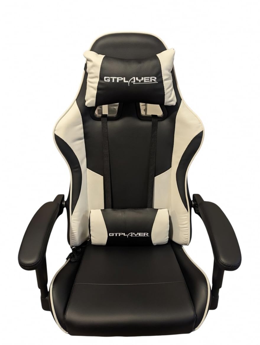 GTPLAYER Gaming Chair, Computer Chair with Footrest and Lumbar Support, Height Adjustable Game Chair with 360 degree-Swivel Seat and Headrest and for Office or Gaming (Pearl White) customer photo 2