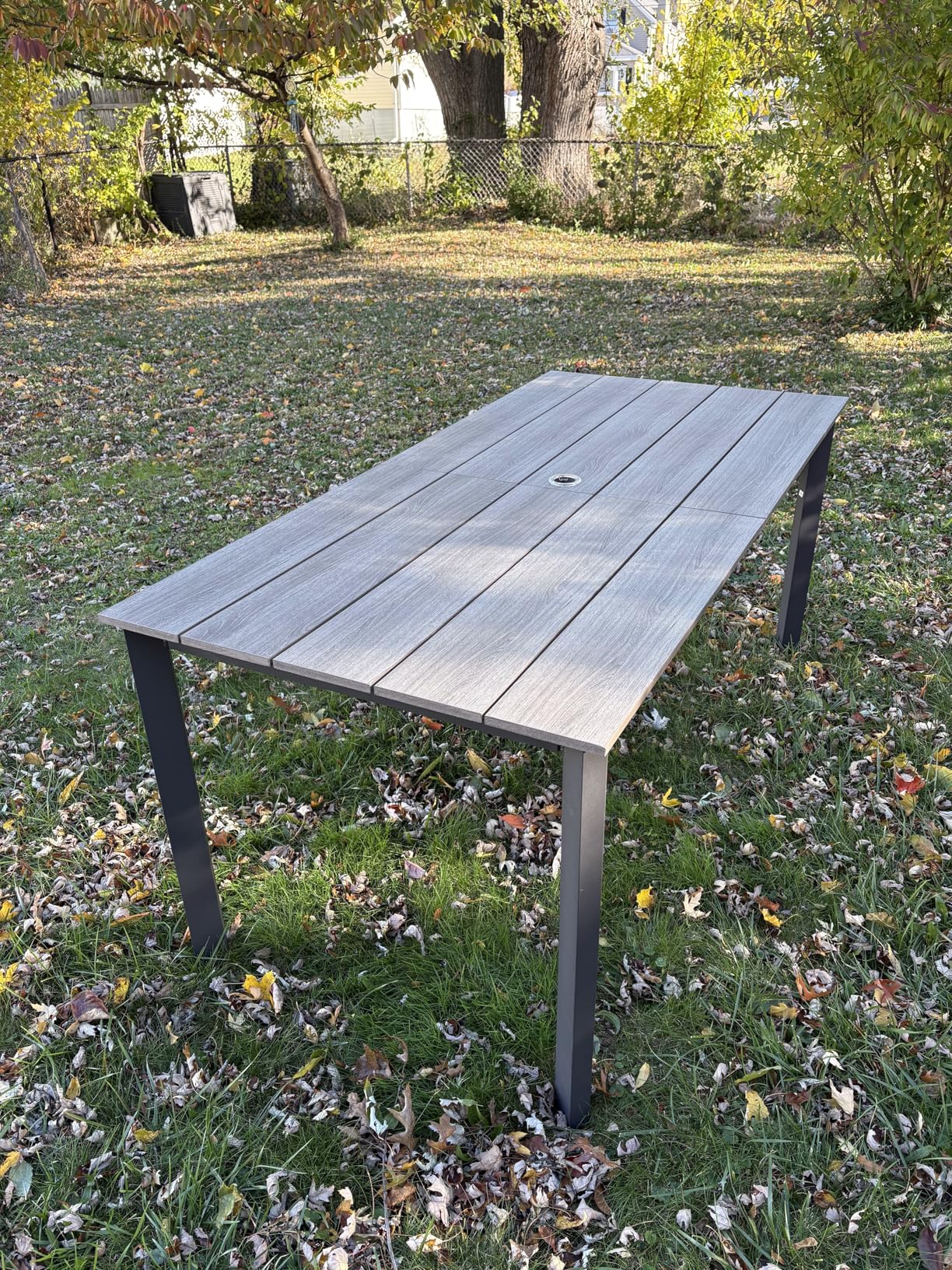 Outdoor Dining Set for 6, Aluminum Patio HDPS Outdoor Table and Chairs Set with Umbrella Hole, All Weather Patio Furniture Set, 7 Piece Patio Dining Table Set (Charcoal) customer photo 1