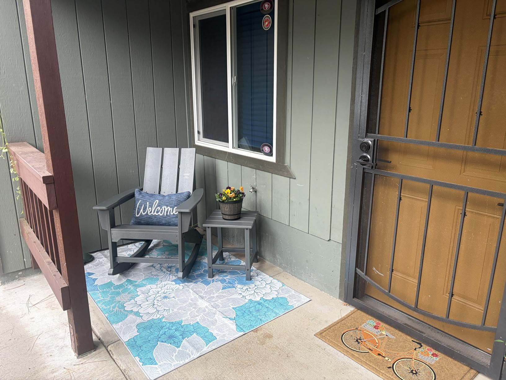 GENIMO Indoor Outdoor Area Rug 5'x8', Machine Washable Rugs for Patio, Waterproof, Non-Slip Easy Cleaning Floral Outdoor Mat Carpet for Living Room, Bedroom, RV, Balcony, Deck, Camping, Navy Blue customer photo 1