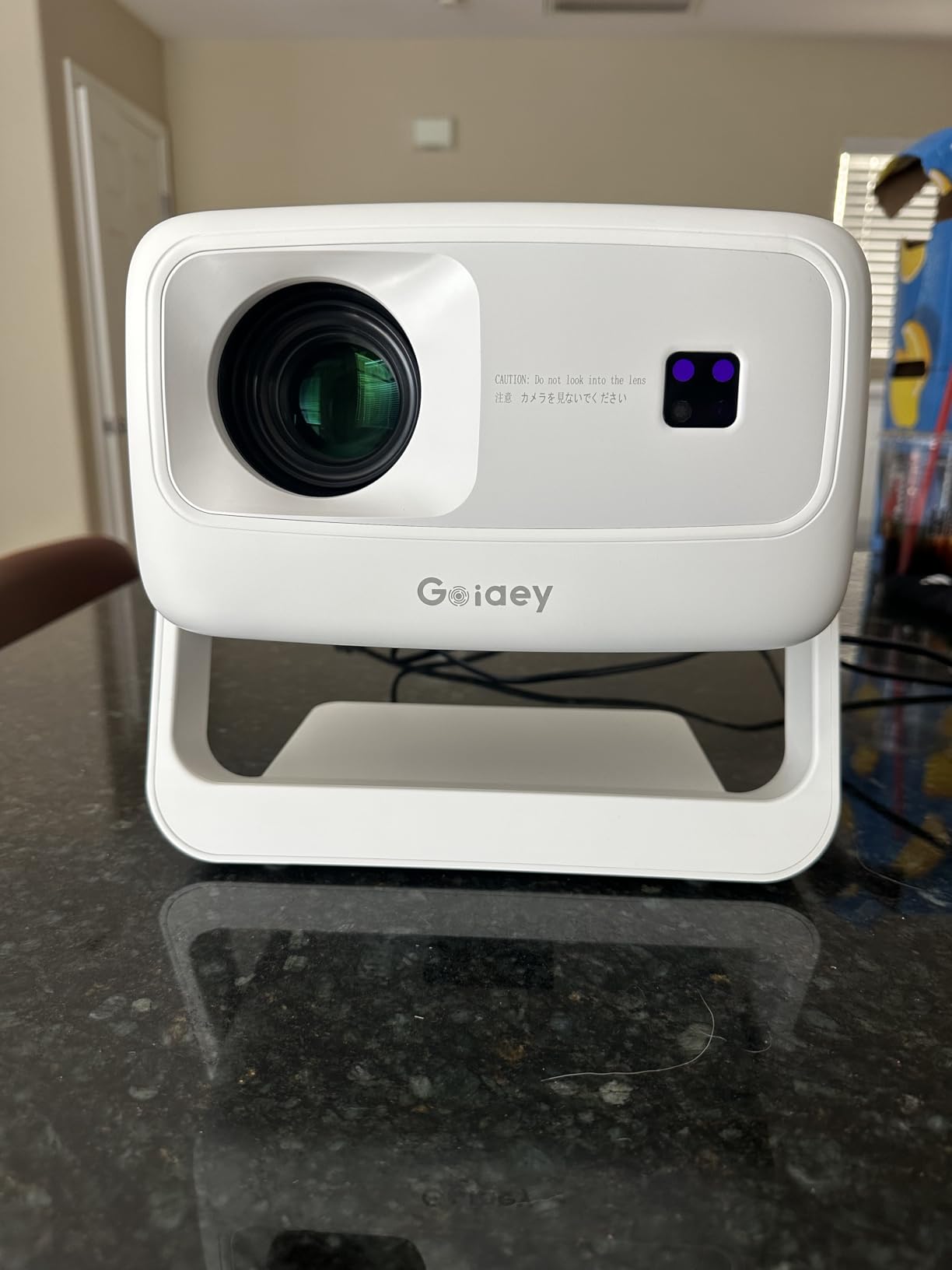 [10,000+ Licensed Apps/Live TV/HDR10+/65W Dolby Audio] Smart 4K-Projector with WiFi and Bluetooth, Goiaey 3500ANSI Outdoor Projector with 360°Stand, Auto Focus, Auto Keystone, Short Throw Proyector customer photo 1