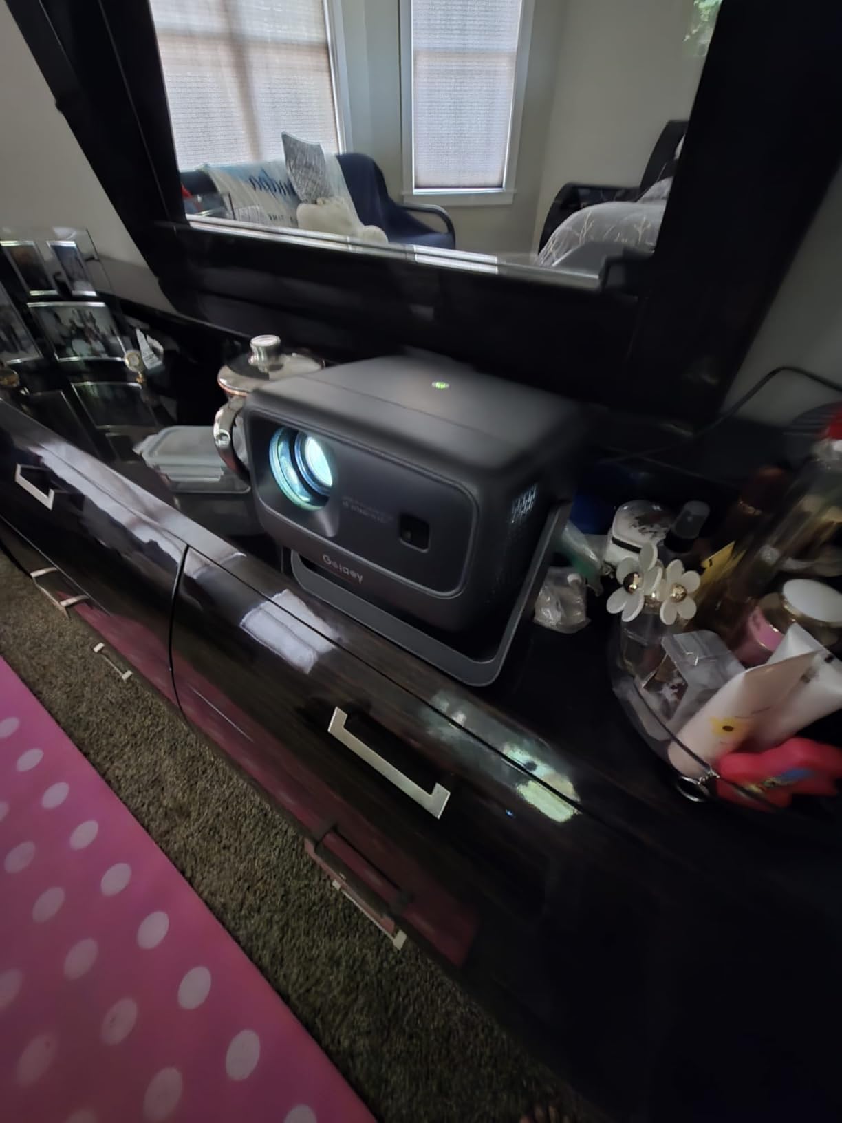 [3500 ANSI/ Official Apps/65W Audio] Outdoor 4K Projector with WiFi and Bluetooth, Auto Focus, Auto Keystone Smart Projector Support Dolby Audio, 2026 Upgrade GO2 Short Throw Projector with 360°Stand customer photo 1