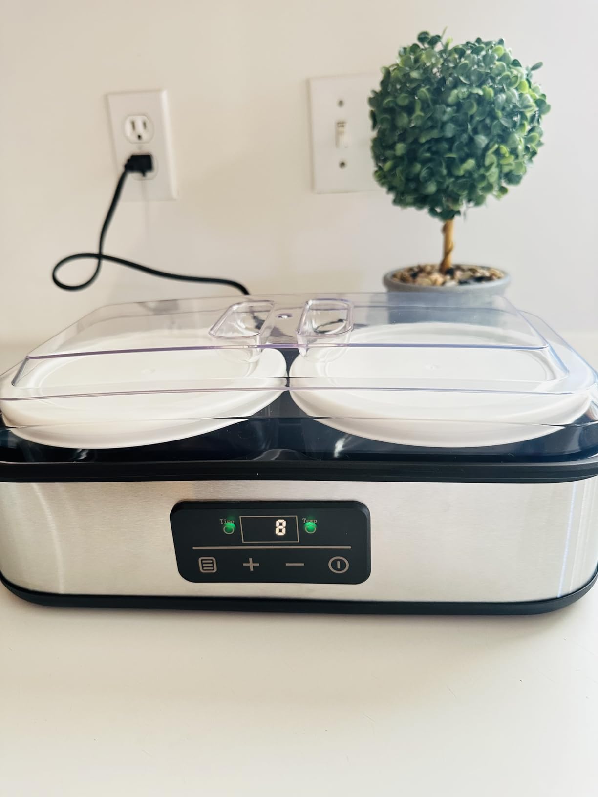 Yogurt Maker with Two Containers, Yogurt Maker Machine with Adjustable Temperature and Time Control, Automatic Shut-Off and Constant Temper for Homemade Probiotic Yogurt, Promoting Gut Health customer photo 1