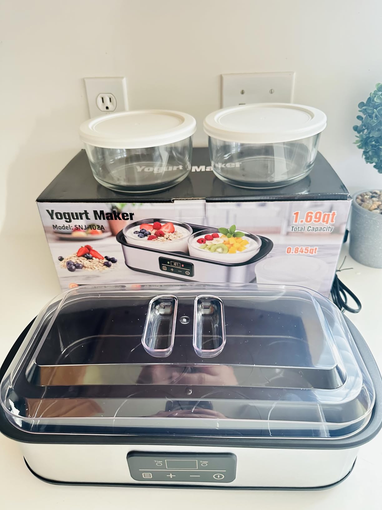 Yogurt Maker with Two Containers, Yogurt Maker Machine with Adjustable Temperature and Time Control, Automatic Shut-Off and Constant Temper for Homemade Probiotic Yogurt, Promoting Gut Health customer photo 2