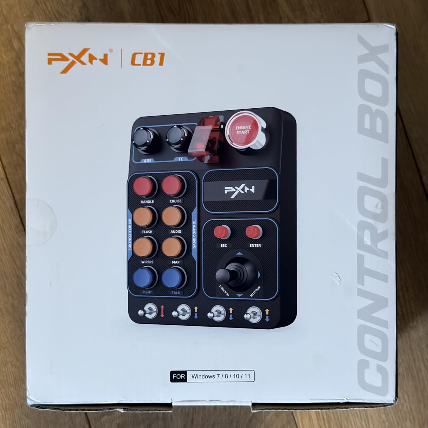 PXN CB1 PC Button Box - Programmable Sim Control Panel with 19 Buttons & Switches, RGB Backlit, Driver-Free USB, Desk & VESA Mount, for Gaming Steering Wheel Setup, Racing, Truck & Farming Sims customer photo 1