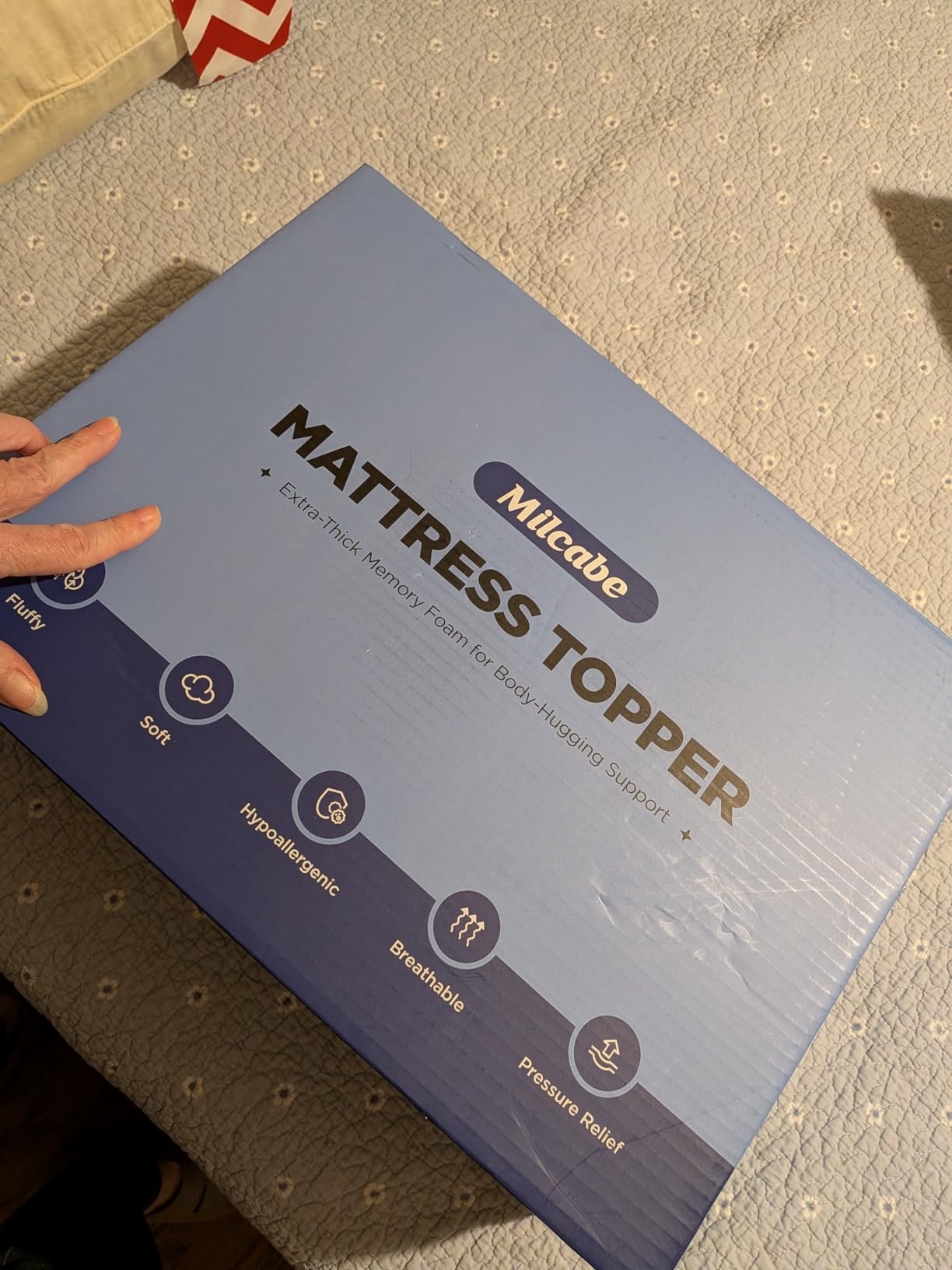 3 Inch Ultra-Fluffy Memory Foam Mattress Topper Queen for Back Pain, Soft Comfy Pillow Top Queen Mattress Topper with 4X Support customer photo 1