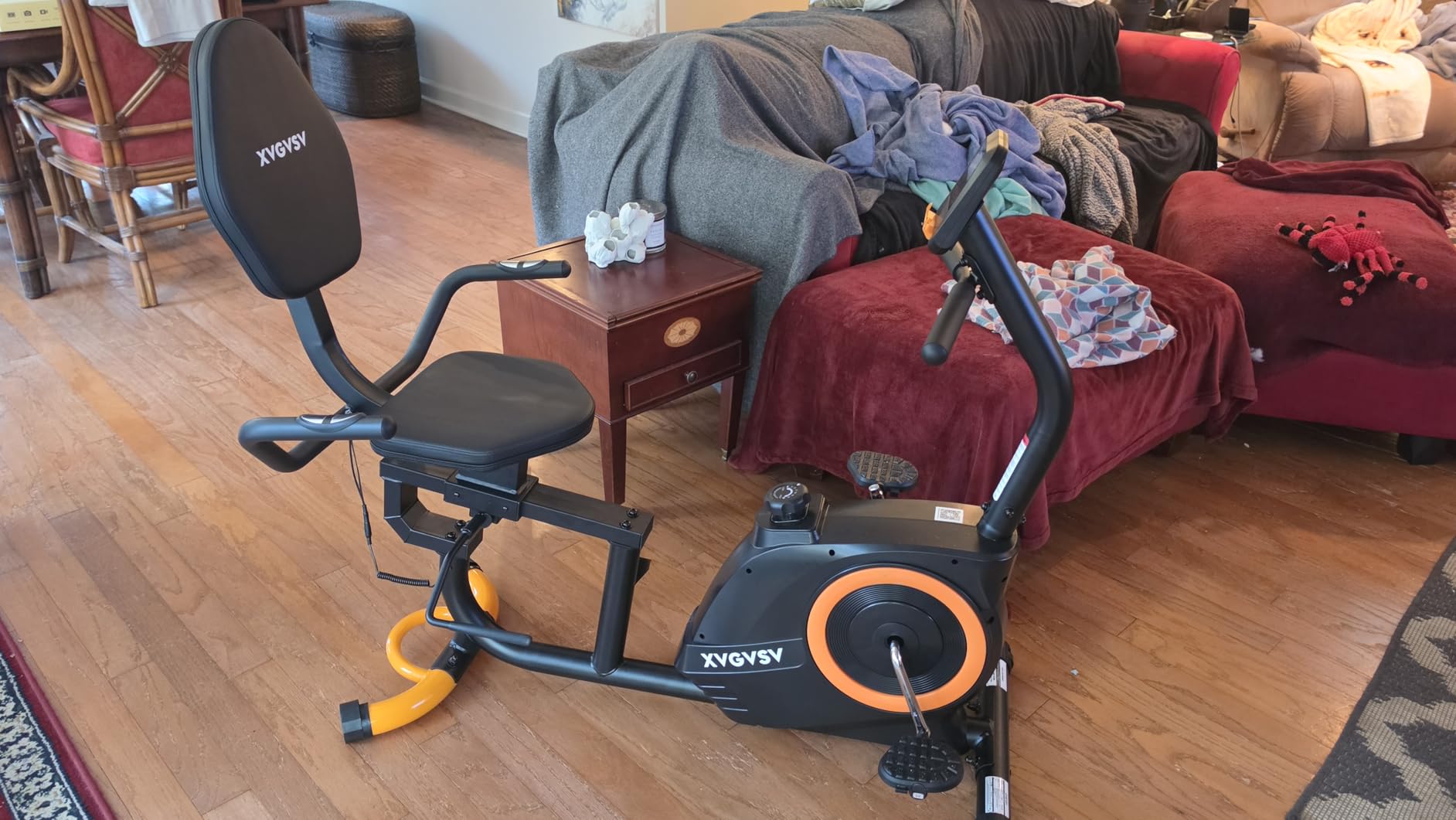 Recumbent Exercise Bike for Home Use, Quiet Recumbent Stationary Bikes for Adults & Seniors, 16-Level Resistance, Adjustable Seat, Supports 400LB, Pulse Sensors & LCD Display customer photo 2