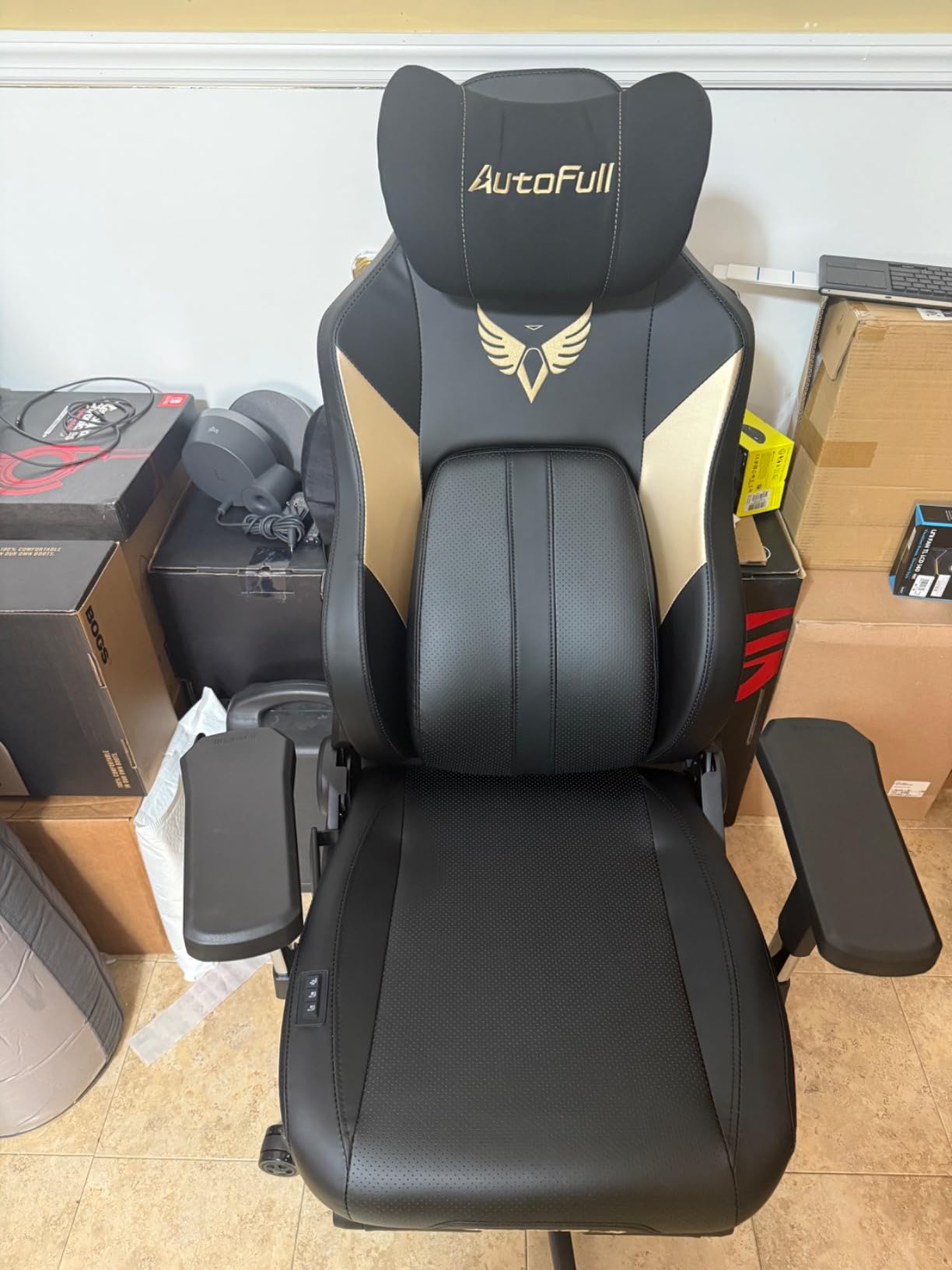 AutoFull M6 Ergonomic Gaming Chair - with 3rd-Gen Dynamic Lumbar Support, Lumbar & Leg Massage, Ventilated & Heated Seat, 360° Mechanical Armrests, Retractable Footrest (Black) customer photo 2