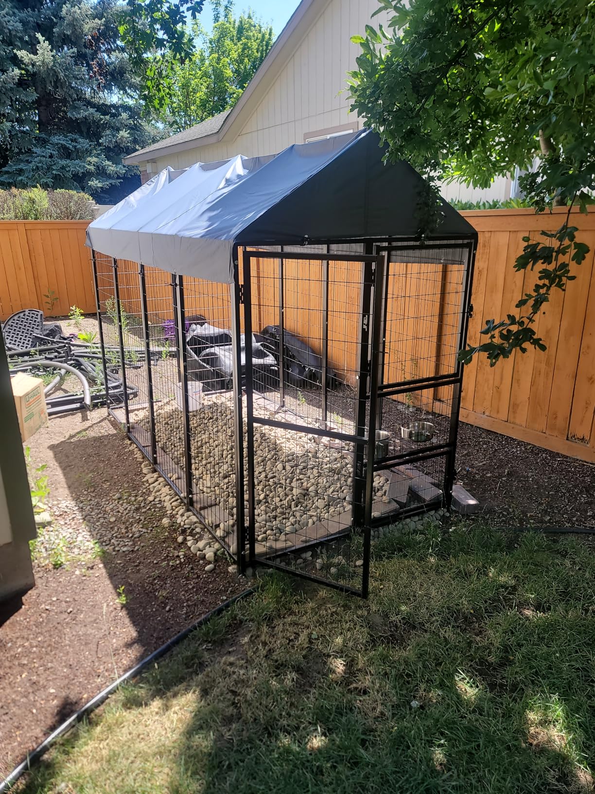 DWVO Large Outdoor Dog Kennel with Roof, Extra Large Pet Pens Dog House 13.1x11.2x7.6FT Galvanized Dog Run Enclosure with UV-Resistant Waterproof Cover & Double-Doors Chain Link Fence Outside for Yard customer photo 1