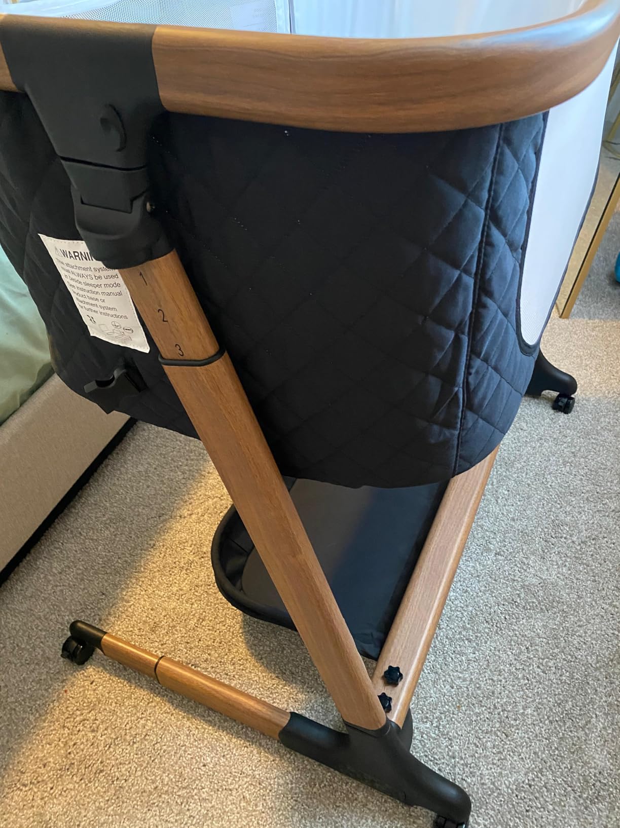 ANGELBLISS Electric Baby Bassinet Bedside Sleeper with Auto Rocking, Remote/Touch Control, 3 Timer Modes, 12 Sounds, 6 Heights, Storage & Wheels (Black) | Breathable Mesh customer photo 1