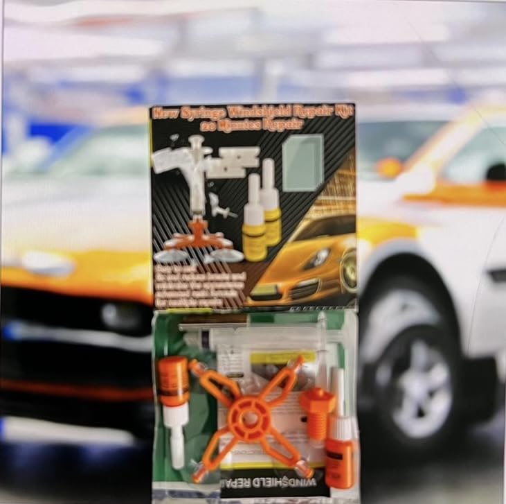 Windshield Repair Kit, Windshield Crack Repair Kit with Suction Cup Curing Light, 2 Pcs Car Glass Repair Kit Quick Fix for Chips & Cracks, Windshield Chip Repair Kit, Automotive Nano Fluid（Orange） customer photo 1