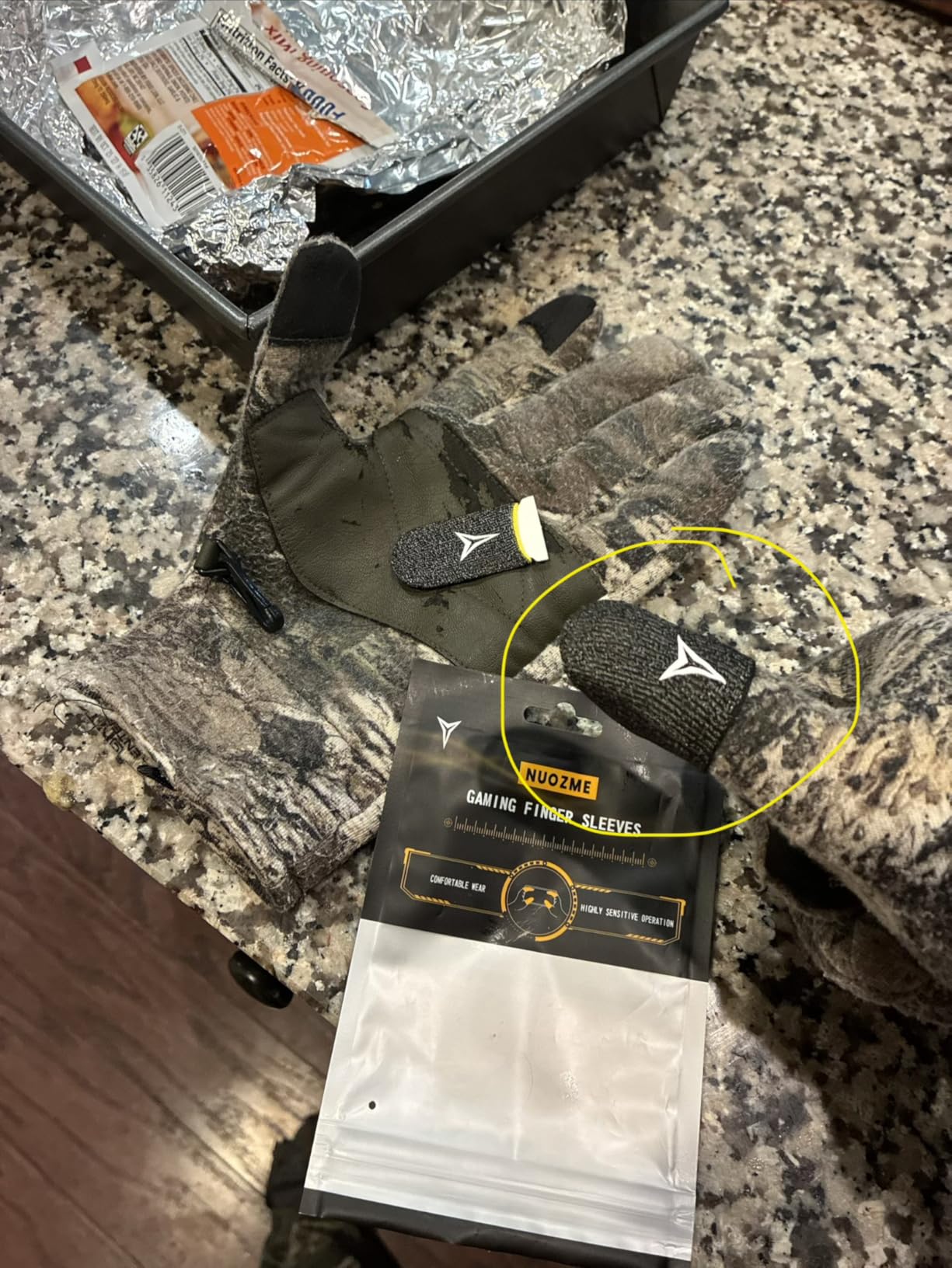 Professional Mobile Gaming Finger Sleeves with a Slide Box,No More Slipping,Longer Size for 5 Fingers, High Sensitivity,Anti-Sweat,Anti-Slip Finger Gaming Gloves Fits All Touchscreen Devices,6 Pack customer photo 1