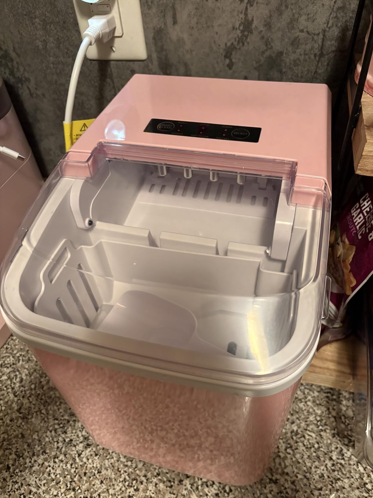 NEWBULIG Ice Makers Countertop with Handle, Portable Ice Machine, 9 Bullet Ice Cubes in 6 Mins, 26lbs in 24Hrs, Auto-Cleaning, with Basket and Scoop, for Home, Kitchen, RV, Camping, Light Pink customer photo 2