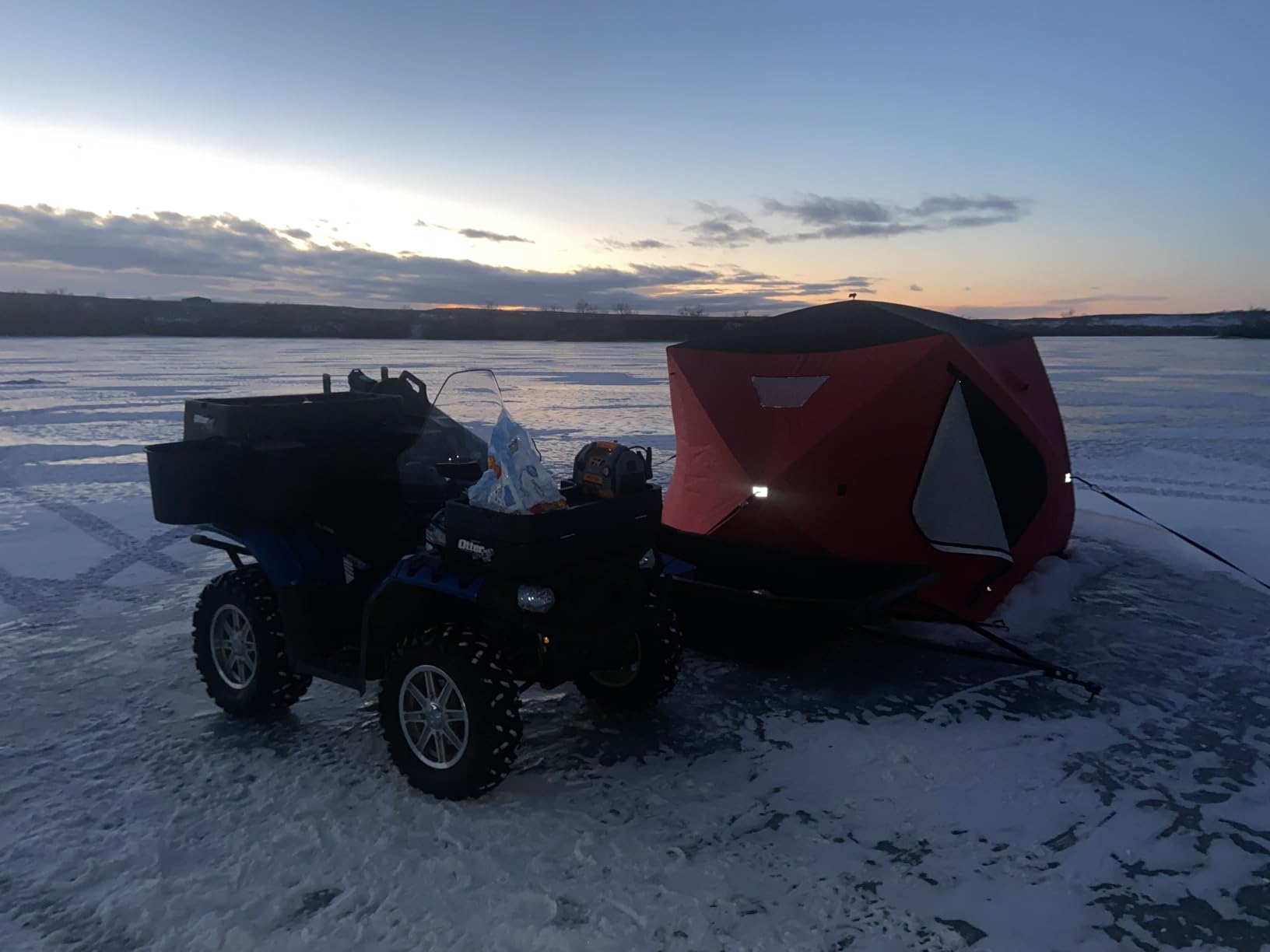 Albott Insulated Pop-Up Ice Fishing Tent, 70/122/177 Sq.Ft Fishable Area, 4-10 Person Ice Shanty with 3-Layer Oxford Fabric, Waterproof Cover, Chimney Vent, Anchors & Ropes, Portable Carry Bag customer photo 2