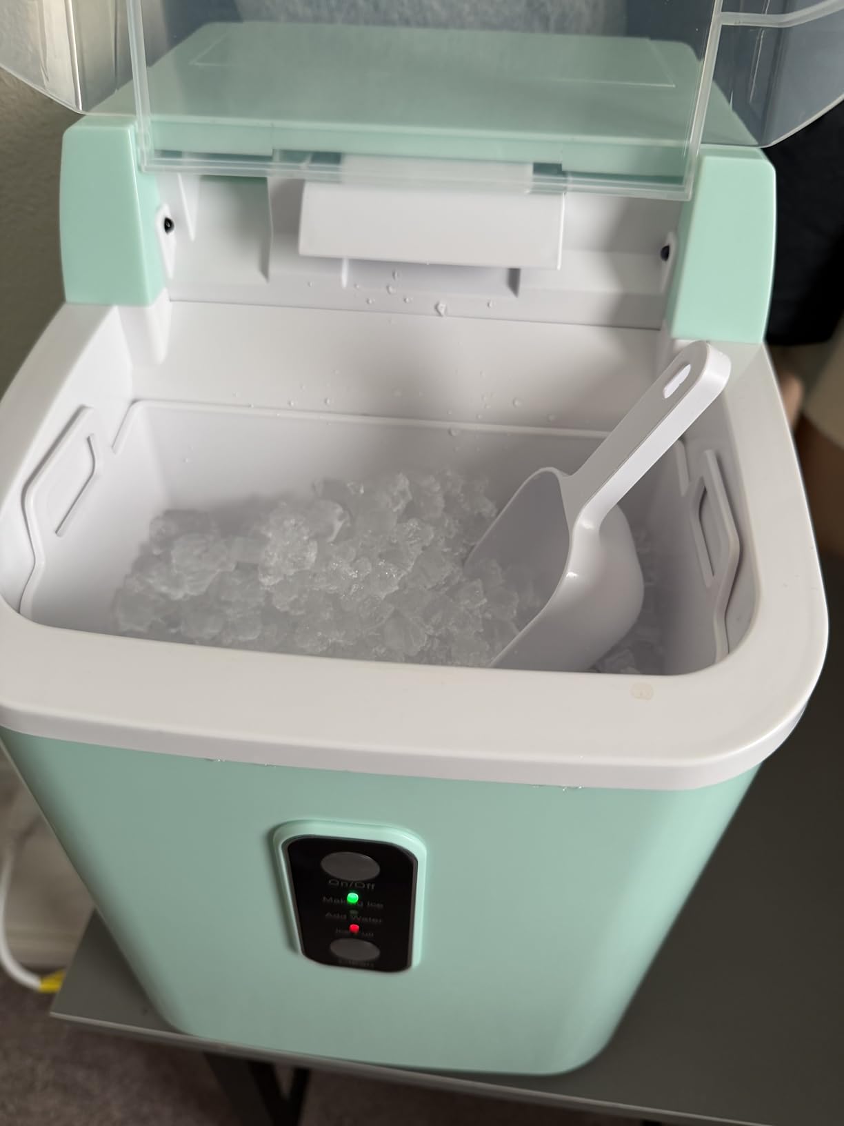 NEWBULIG Nugget Ice Makers Countertop, Portable Nugget Ice Machine, Ready in 6 Mins, 24lbs in 24Hrs, Auto-Cleaning, with Basket and Scoop, for Home, Kitchen, RV, Camping, Black customer photo 1