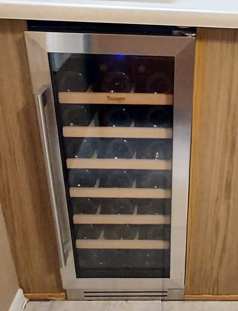 Yeego Wine Fridge Cooler - 24 Inch Dual Zone Wine Fridge Hold 52 Bottles, 40-65degF Wine Refrigerator Glass Door, Built in Fridge, Freestanding Adjustable Shelves Fridge for Beer Soda Drink Home Bar customer photo 2