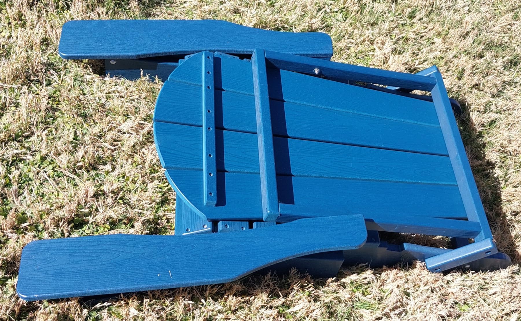 Folding Adirondack Chair Set of 2 with Side Table, All-Weather HDPE Outdoor Chair, Wooden Textured with Cup Holder for patios, Decks, Gardens, fire pits, Navy Blue customer photo 1